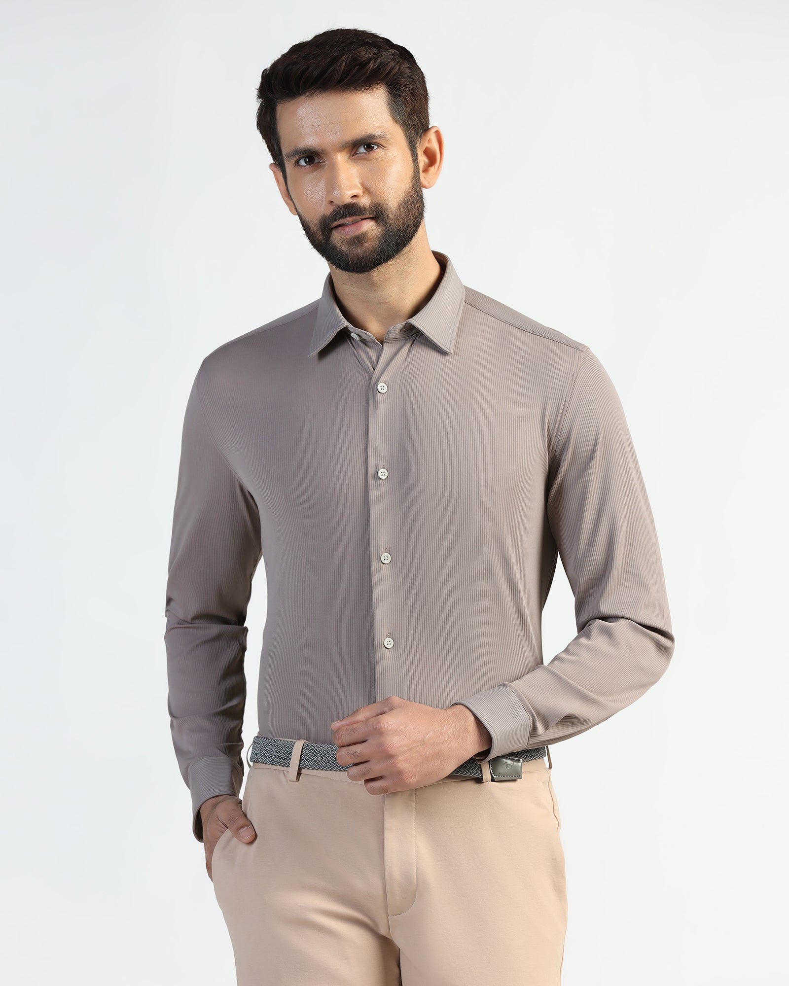 TechPro Formal Grey Stripe Shirt - Abil