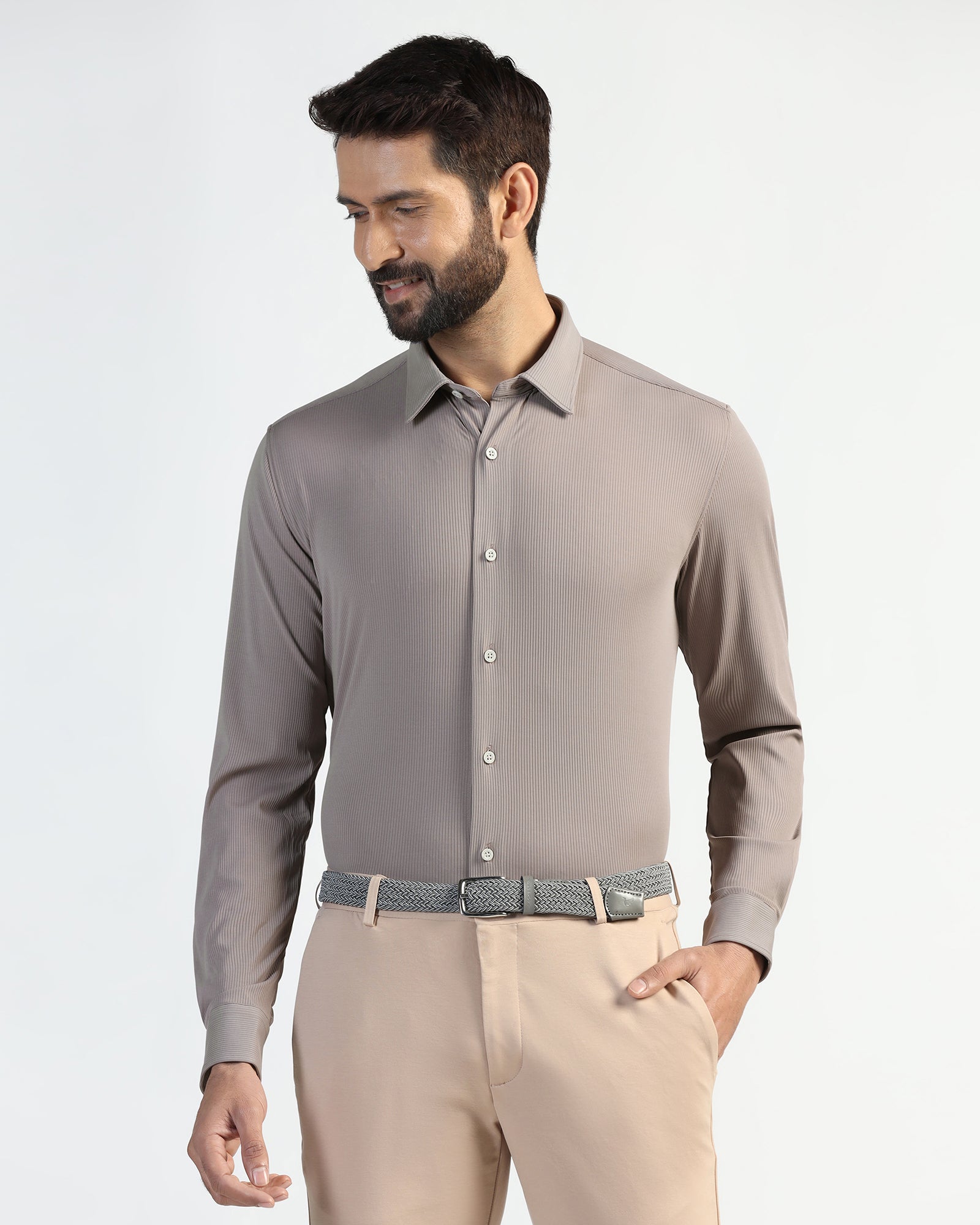 TechPro Formal Grey Stripe Shirt - Abil