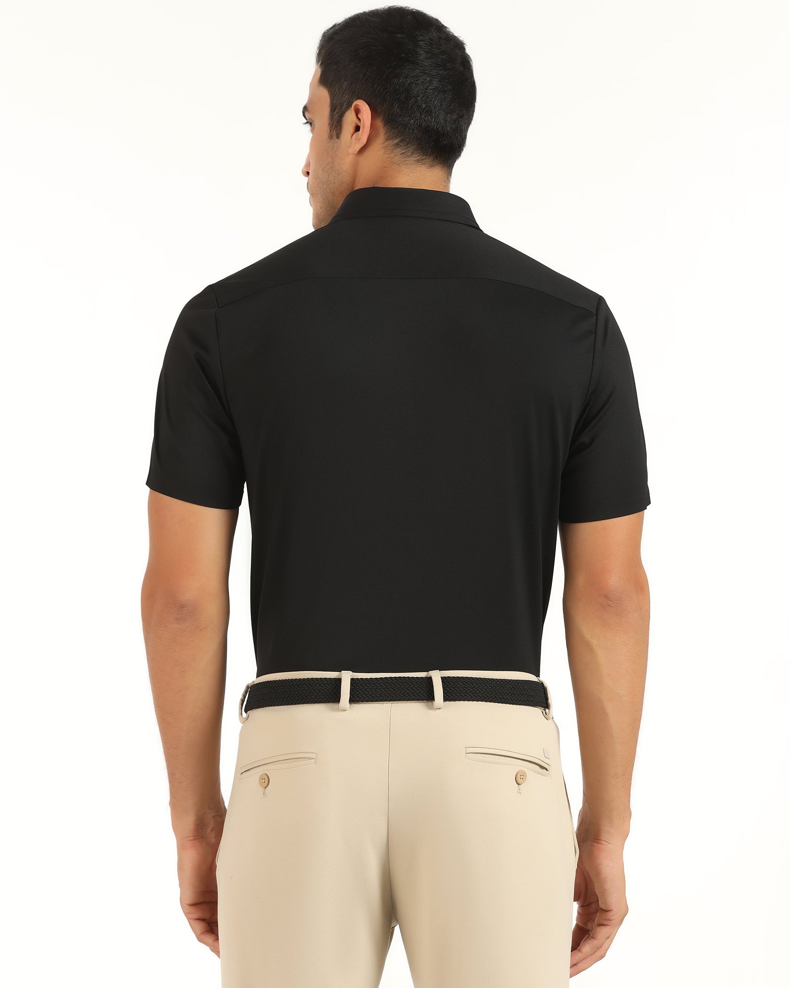 TechPro Formal Half Sleeve Black Textured Shirt - Karabi