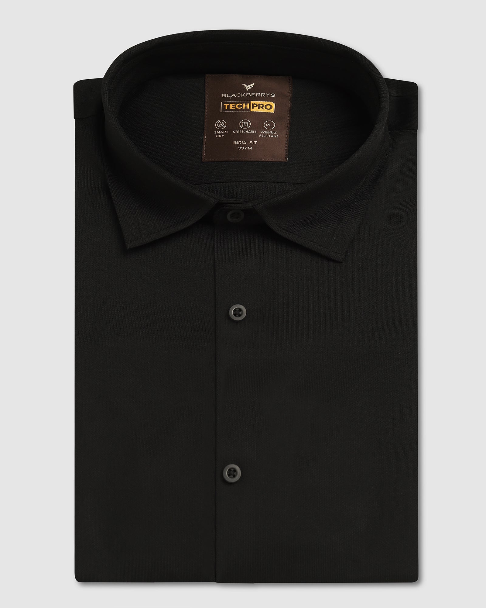TechPro Formal Half Sleeve Black Textured Shirt - Karabi