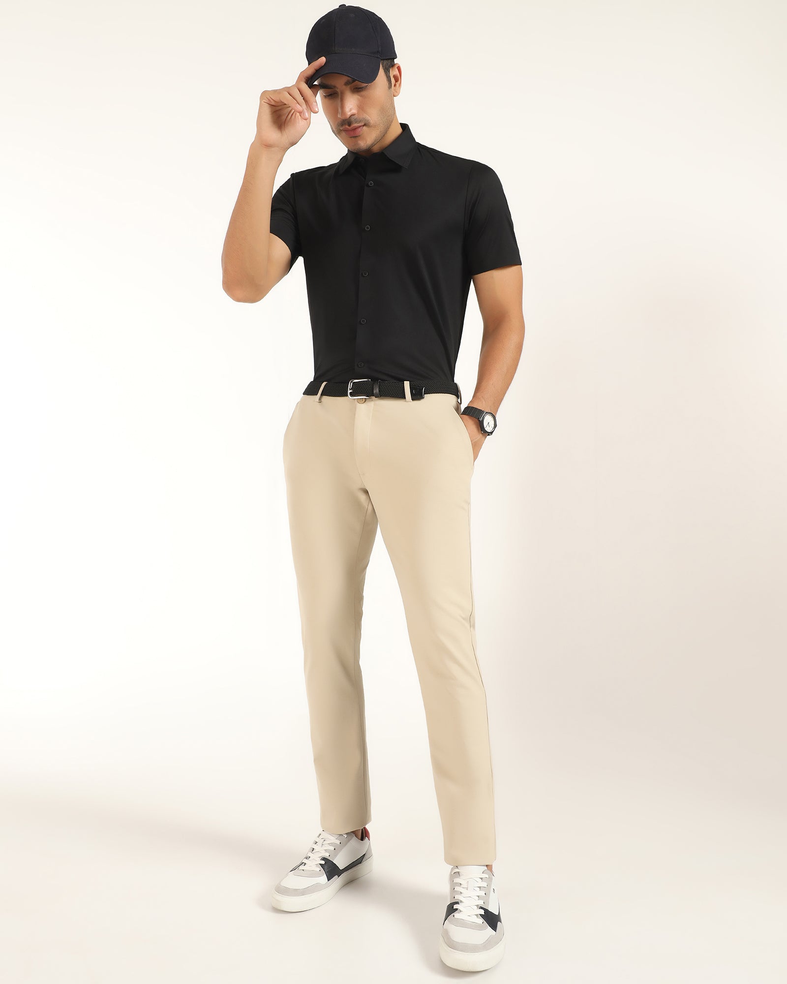 TechPro Formal Half Sleeve Black Textured Shirt - Karabi