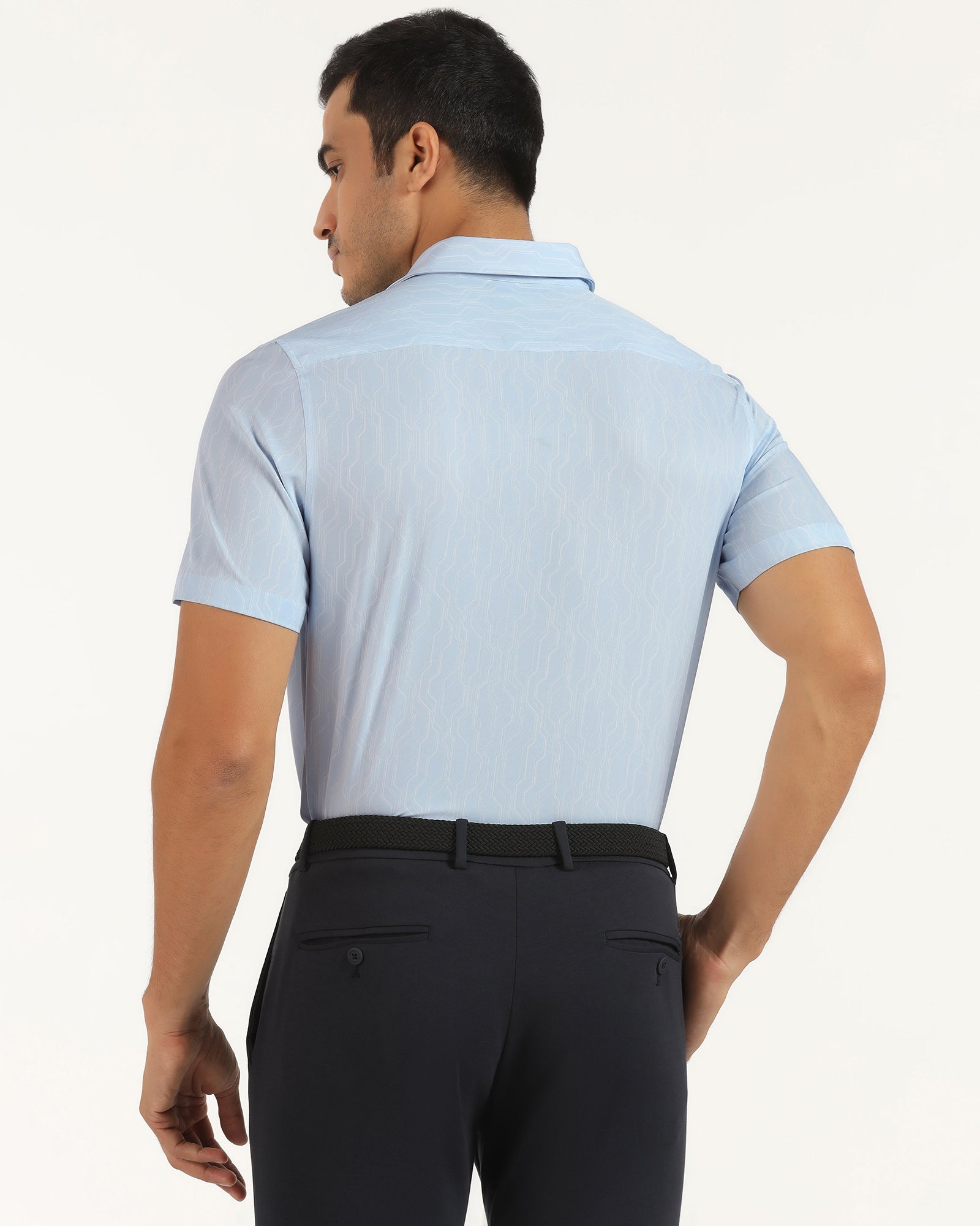 TechPro Formal Half Sleeve Blue Printed Shirt - Blade