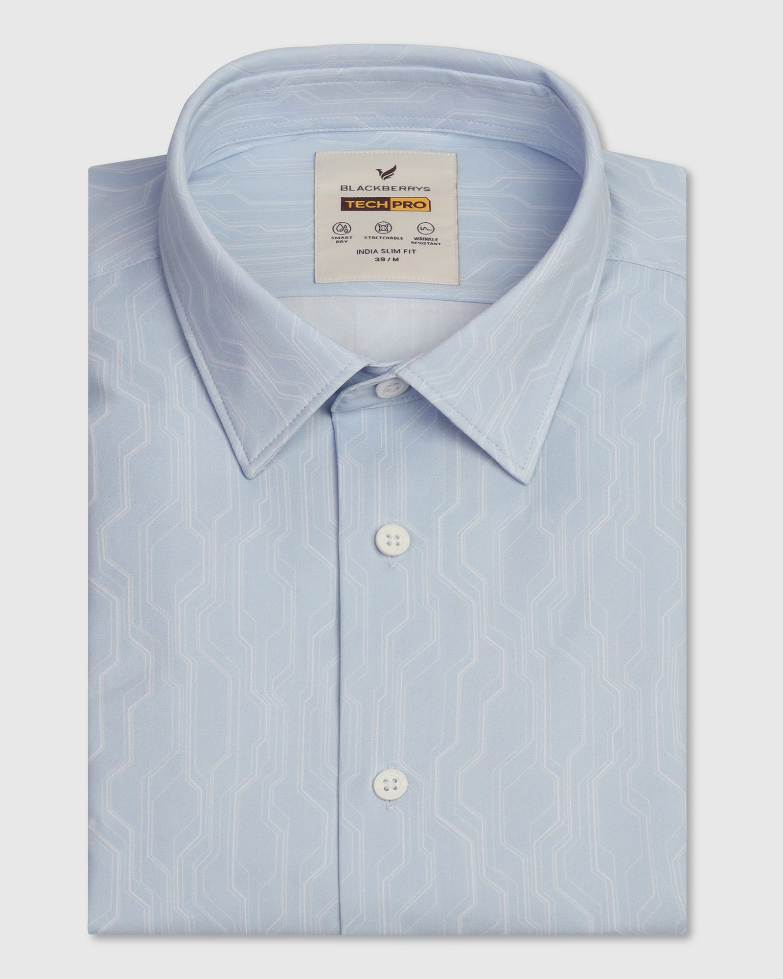 TechPro Formal Half Sleeve Blue Printed Shirt - Blade