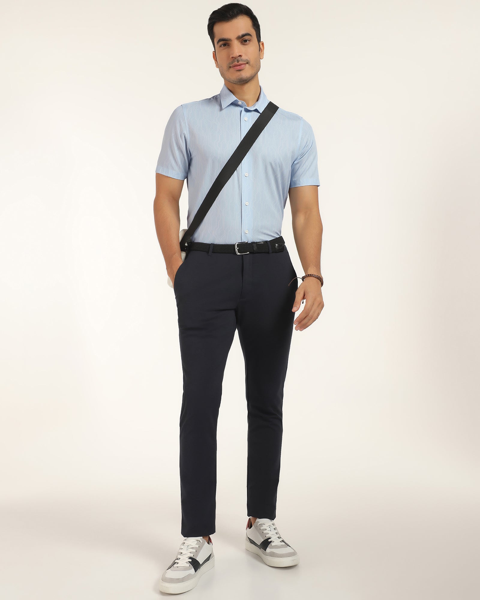 TechPro Formal Half Sleeve Blue Printed Shirt - Blade