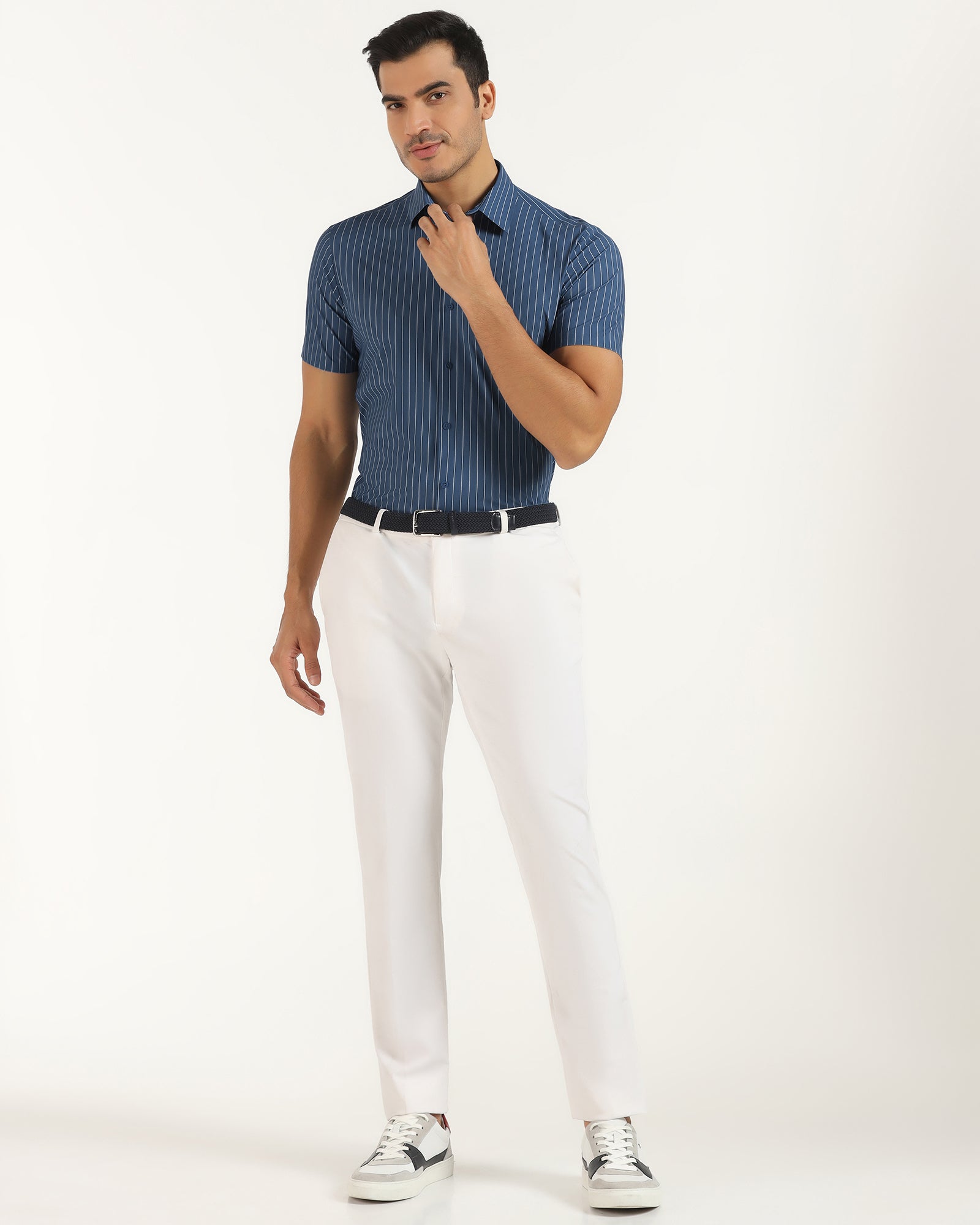 TechPro Formal Half Sleeve Blue Stripe Shirt - Dickins