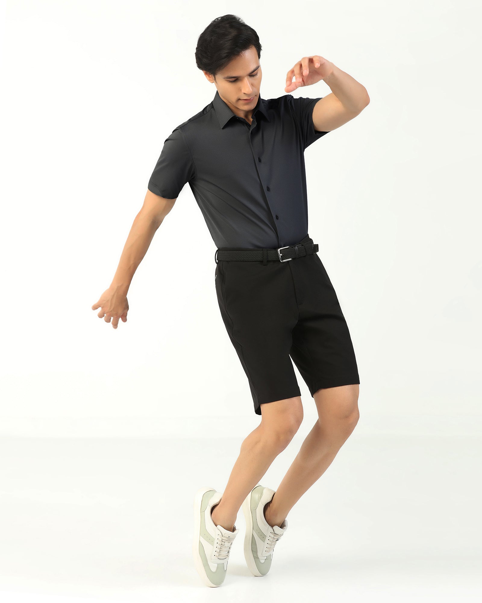 TechPro Formal Half Sleeve Dark Grey Stripe Shirt - Abil