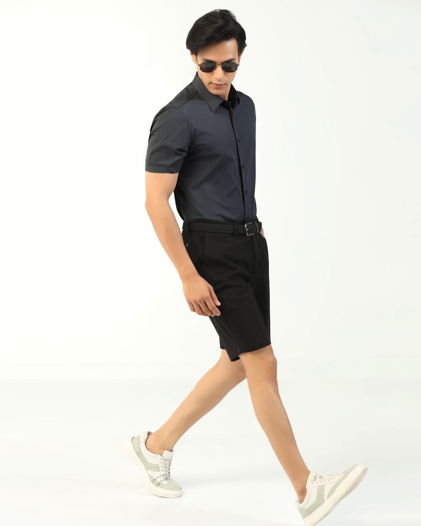 TechPro Formal Half Sleeve Dark Grey Stripe Shirt - Abil