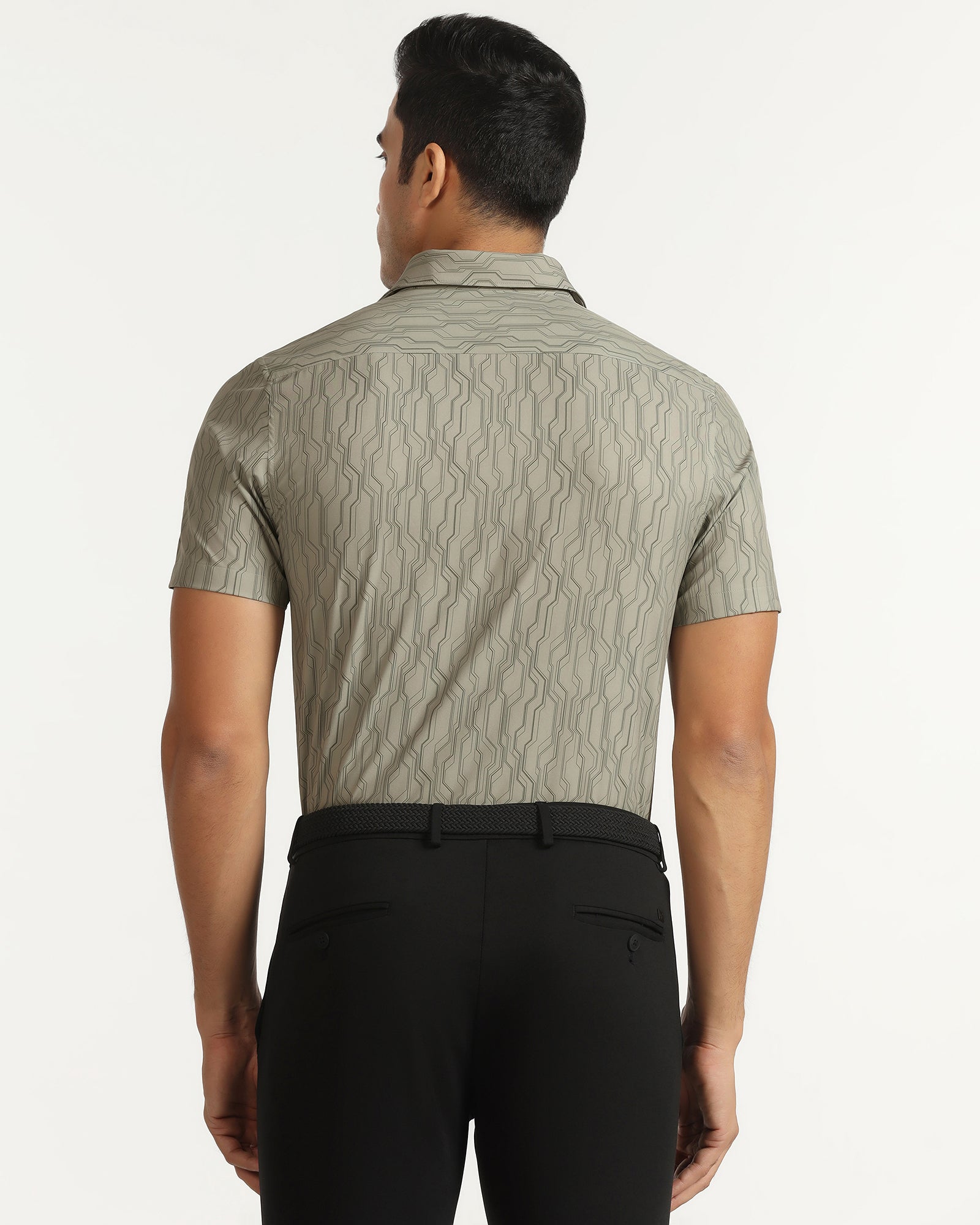 TechPro Formal Half Sleeve Green Printed Shirt - Blade