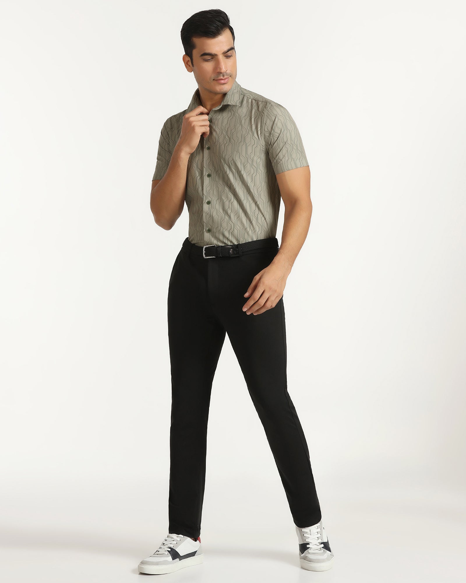 TechPro Formal Half Sleeve Green Printed Shirt - Blade