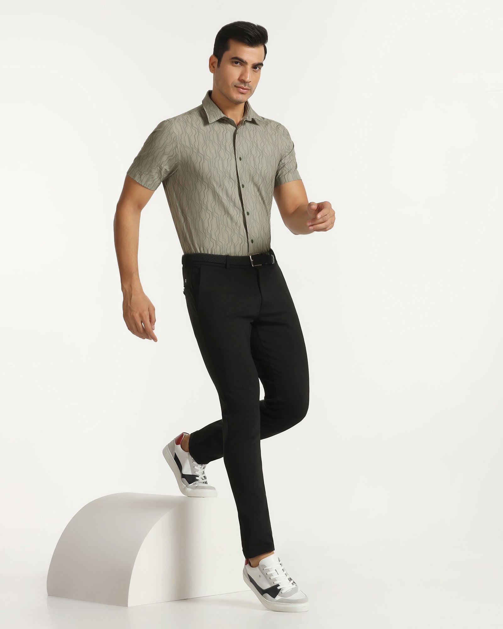 TechPro Formal Half Sleeve Green Printed Shirt - Blade