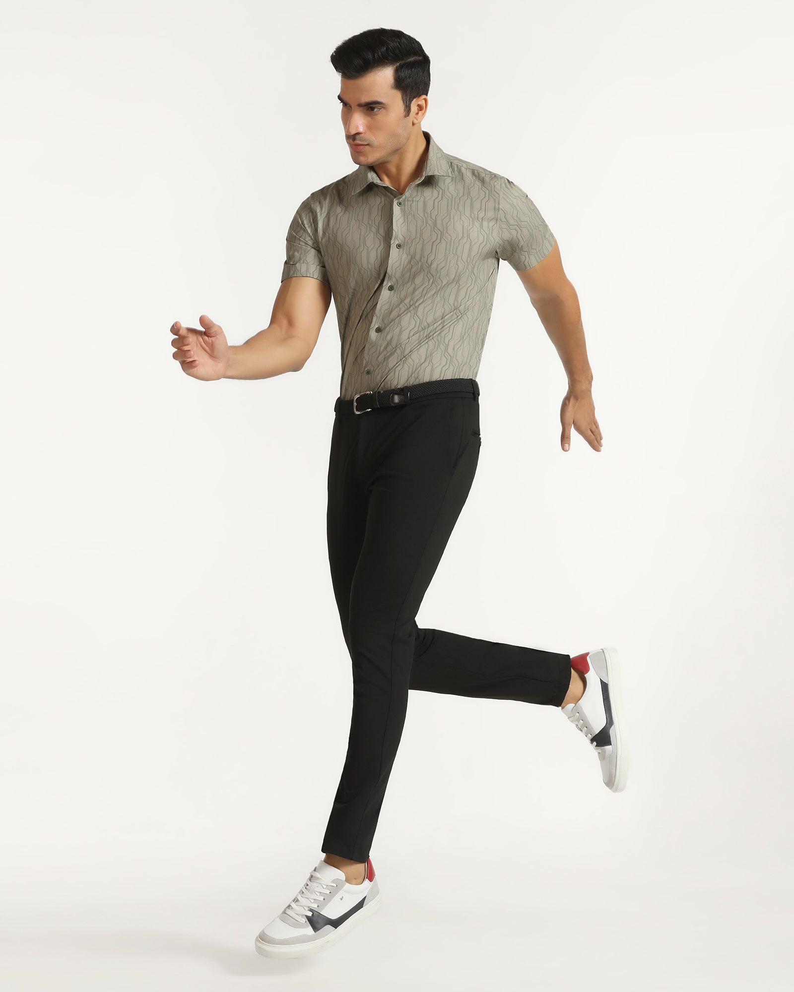 TechPro Formal Half Sleeve Green Printed Shirt - Blade