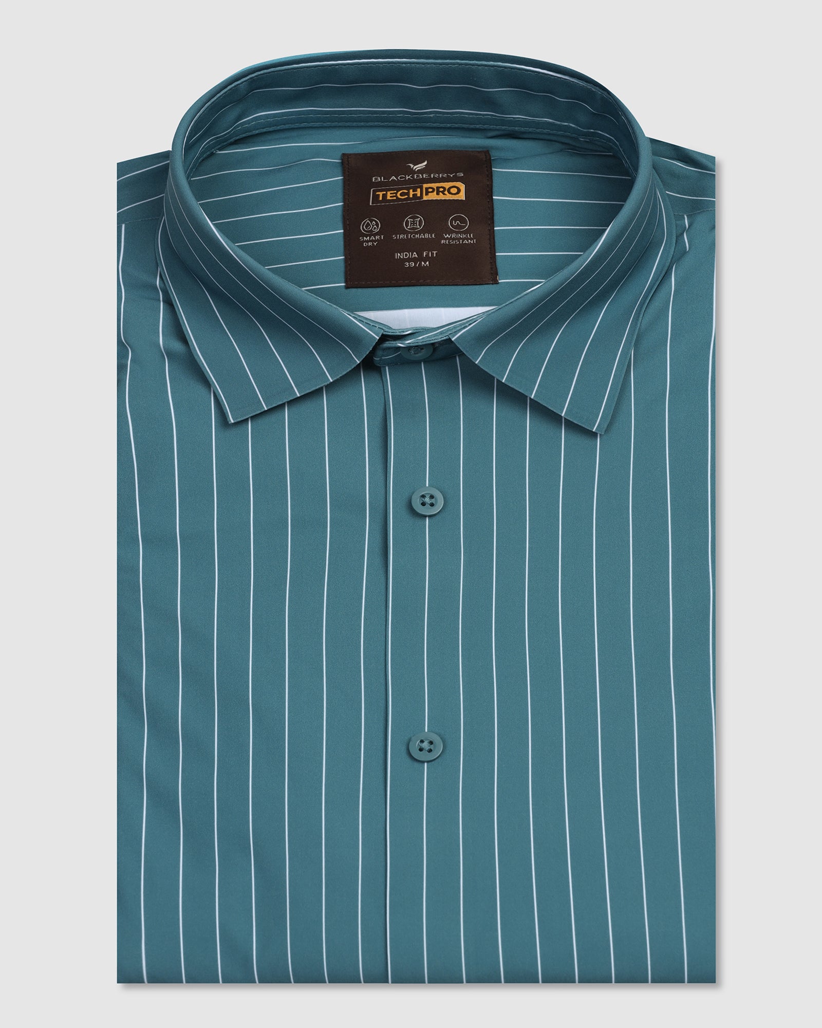 TechPro Formal Half Sleeve Green Stripe Shirt - Dickins