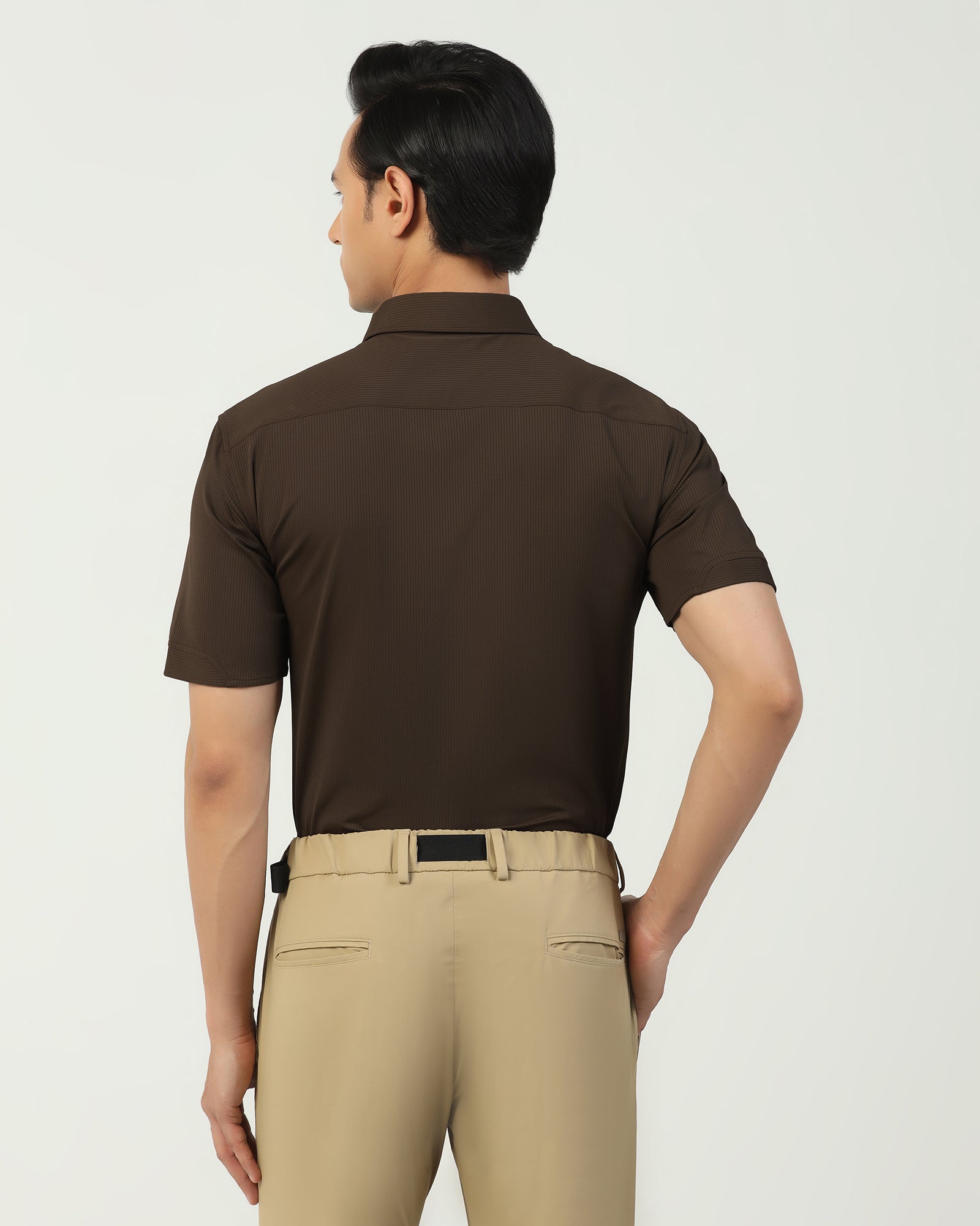 TechPro Formal Half Sleeve Khaki Stripe Shirt - Abil