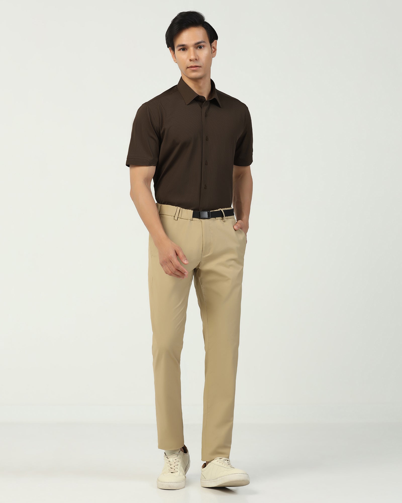 TechPro Formal Half Sleeve Khaki Stripe Shirt - Abil