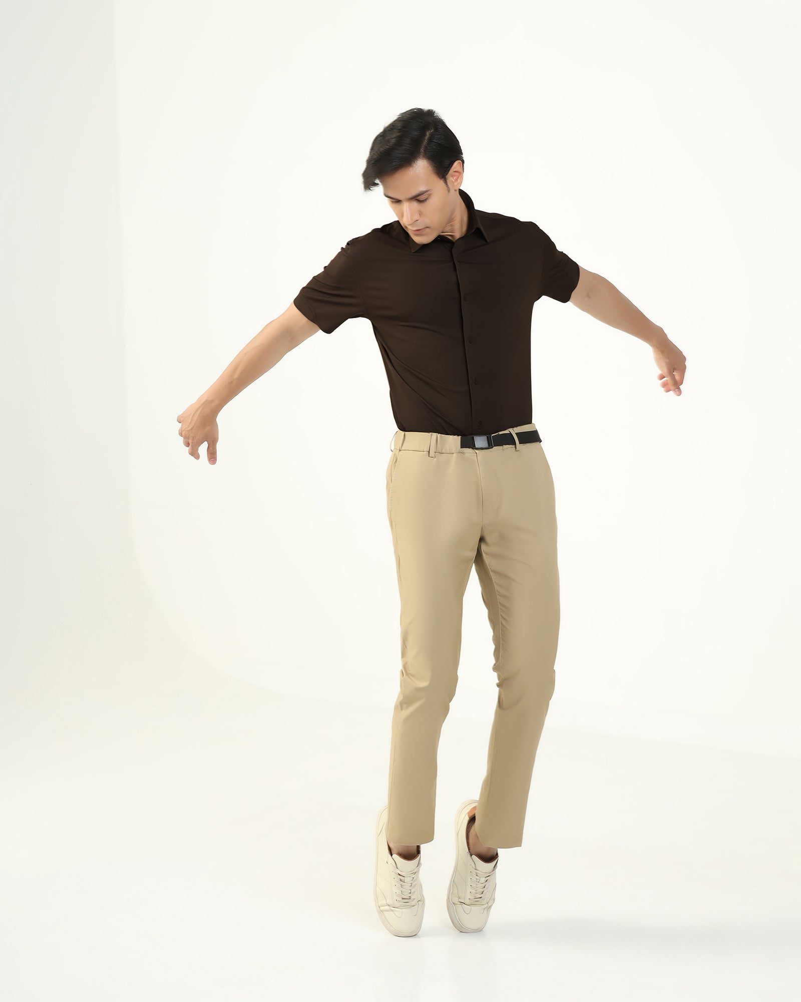 TechPro Formal Half Sleeve Khaki Stripe Shirt - Abil