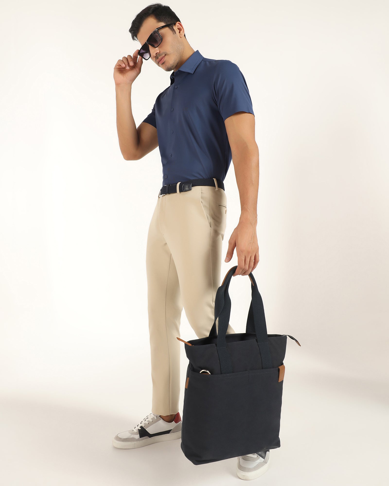 TechPro Formal Half Sleeve Mid Blue Textured Shirt - Karabi