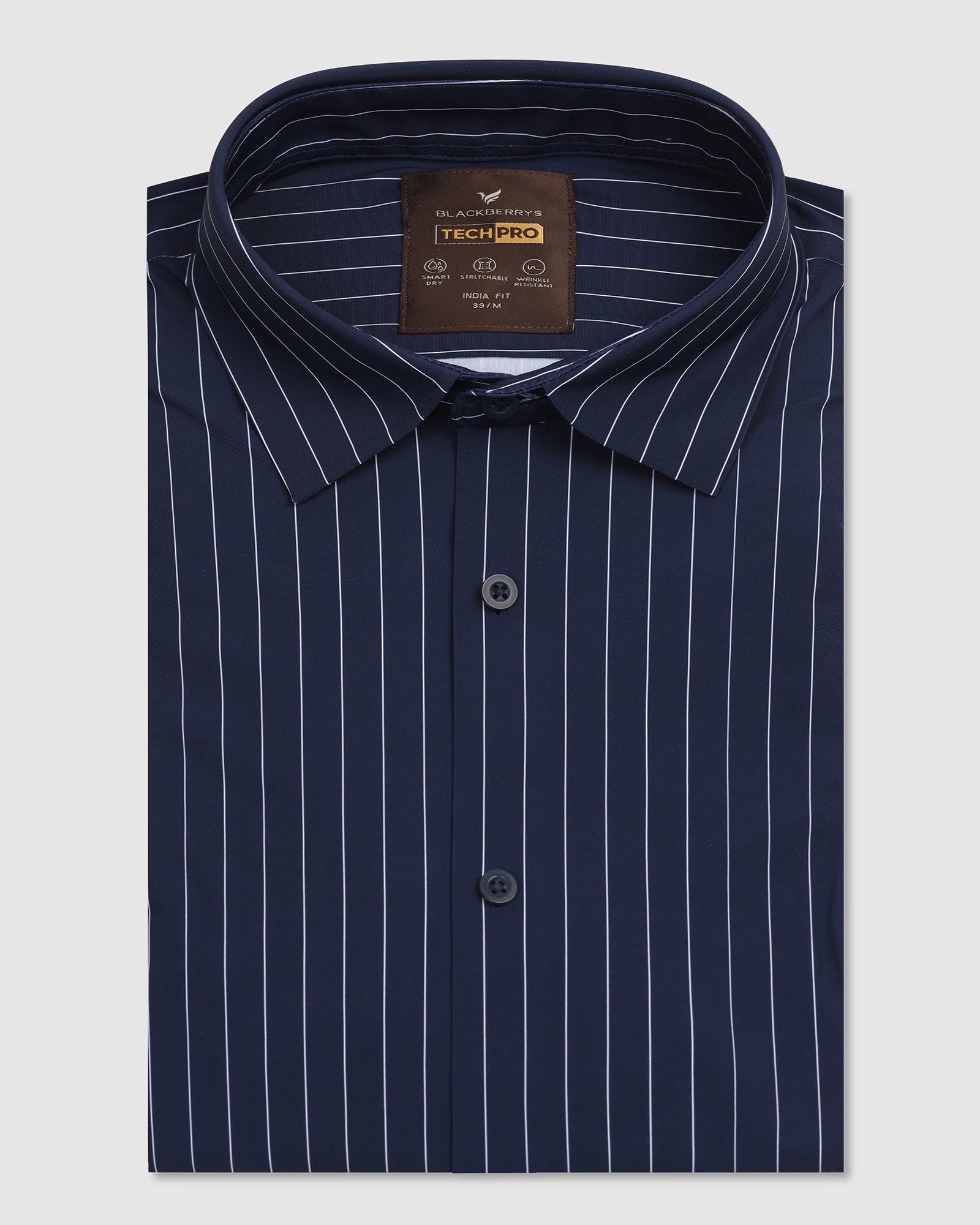 TechPro Formal Half Sleeve Navy Stripe Shirt - Dickins