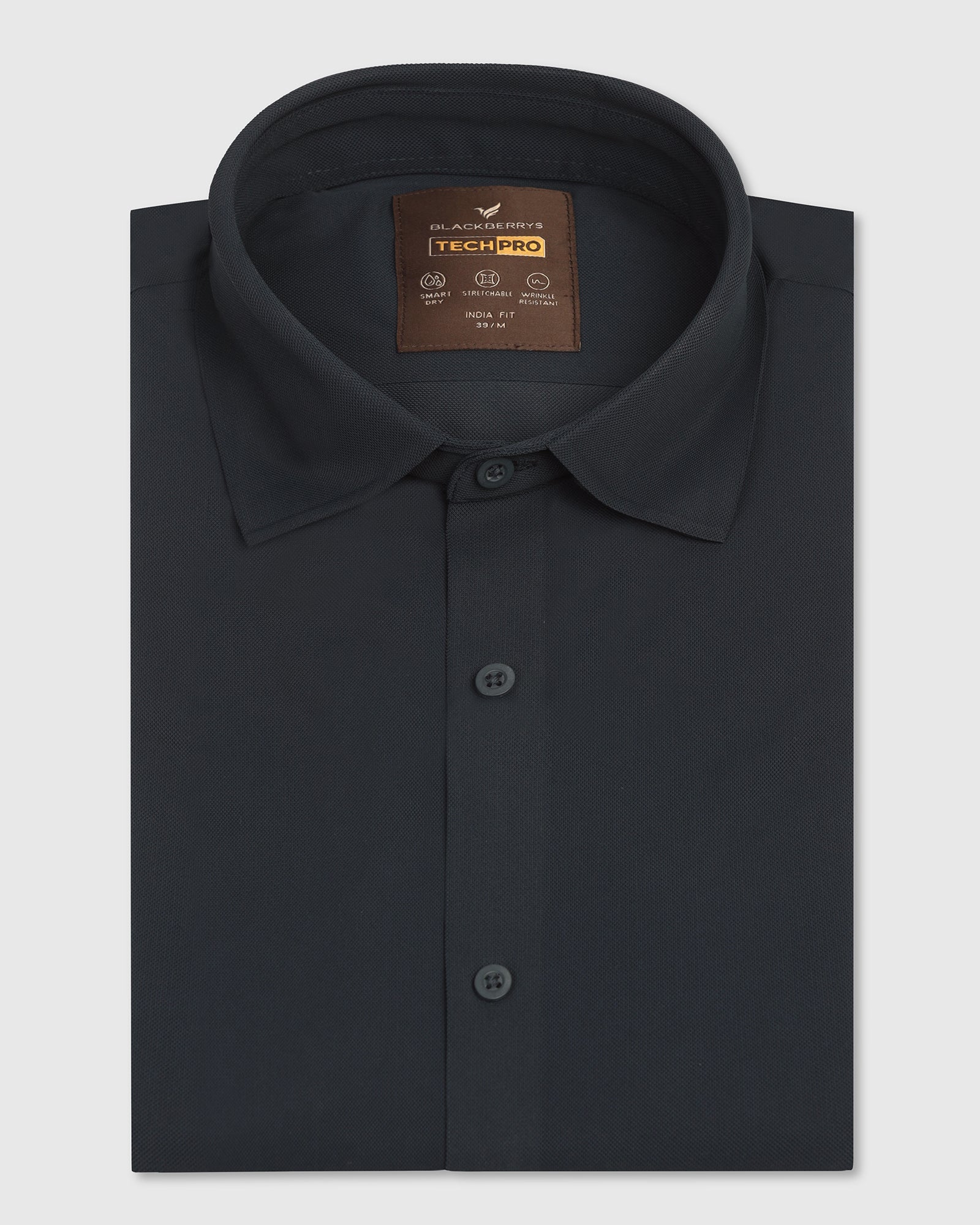 TechPro Formal Half Sleeve Navy Textured Shirt - Kanon