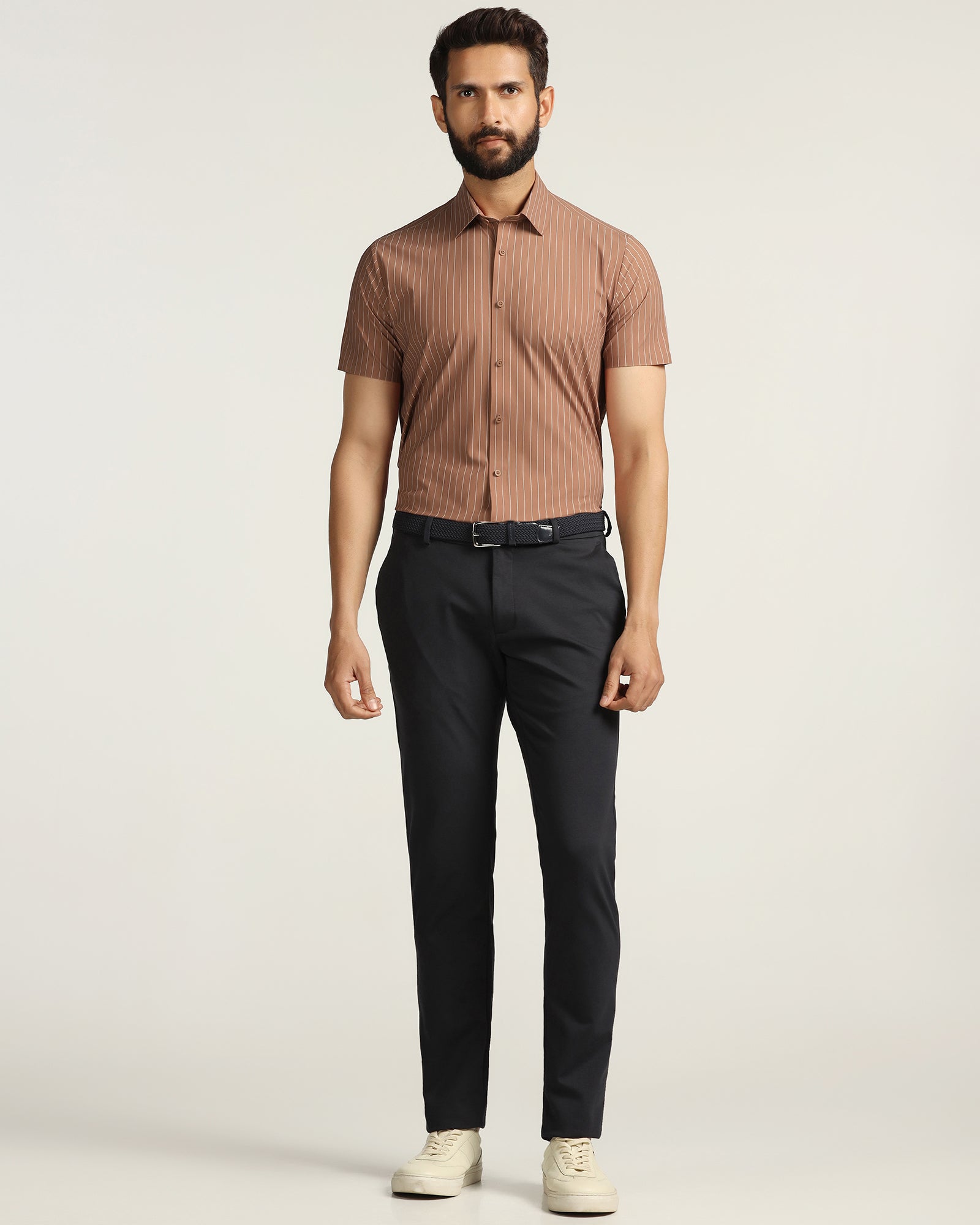 TechPro Formal Half Sleeve Rust Stripe Shirt - Dickins