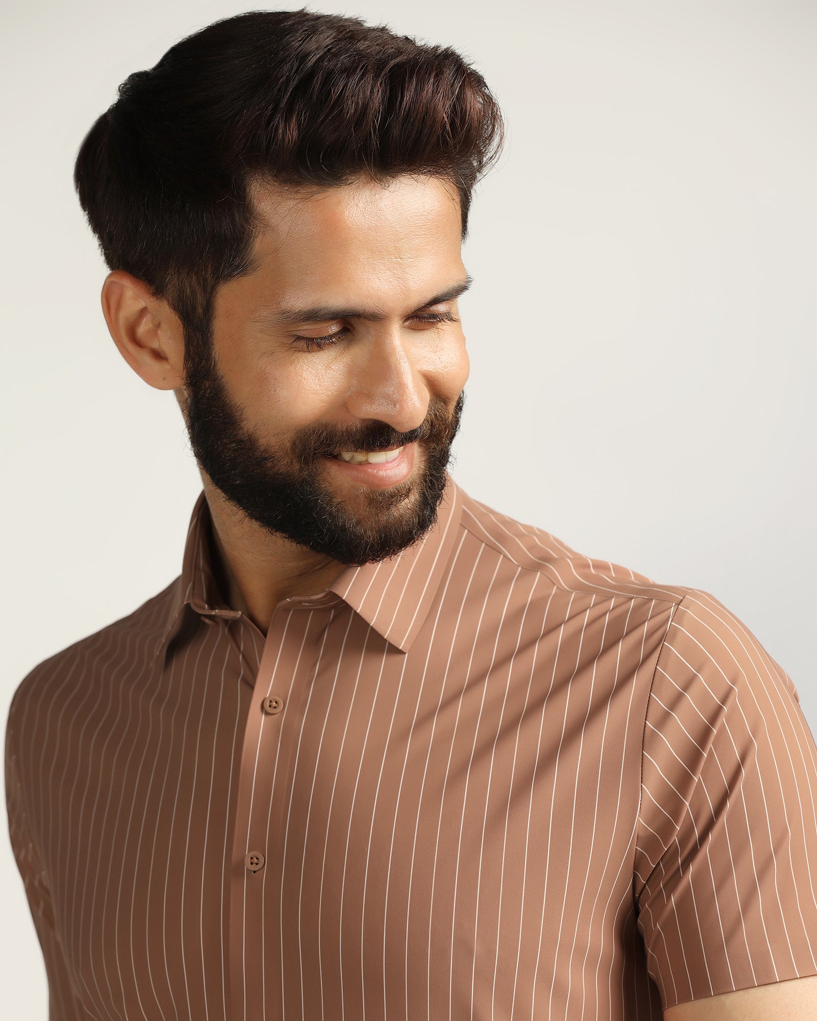 TechPro Formal Half Sleeve Rust Stripe Shirt - Dickins