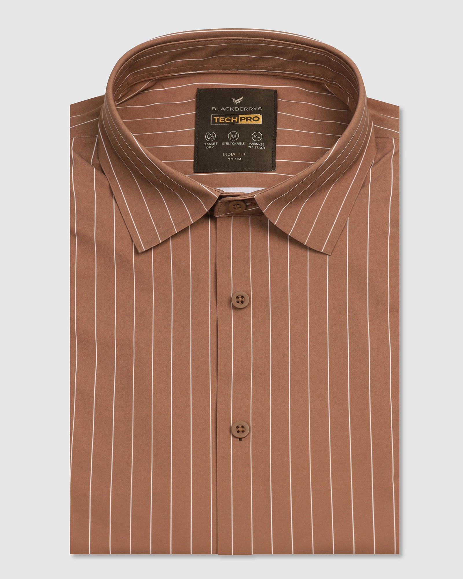 TechPro Formal Half Sleeve Rust Stripe Shirt - Dickins