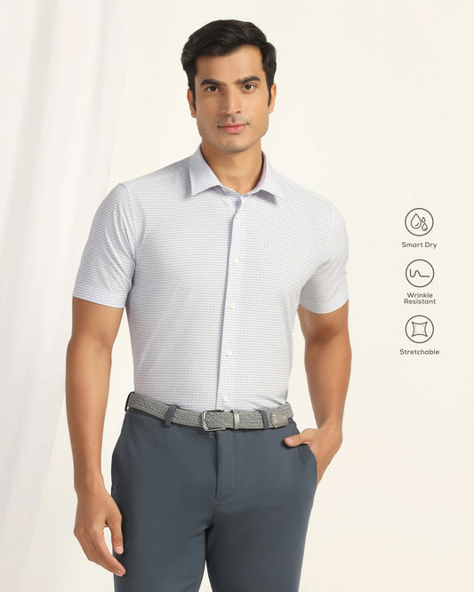 TechPro Formal Half Sleeve White Printed Shirt - Ivan