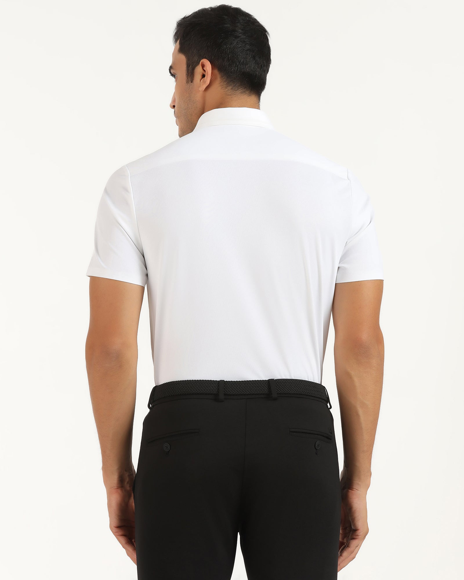 TechPro Formal Half Sleeve White Textured Shirt - Karabi
