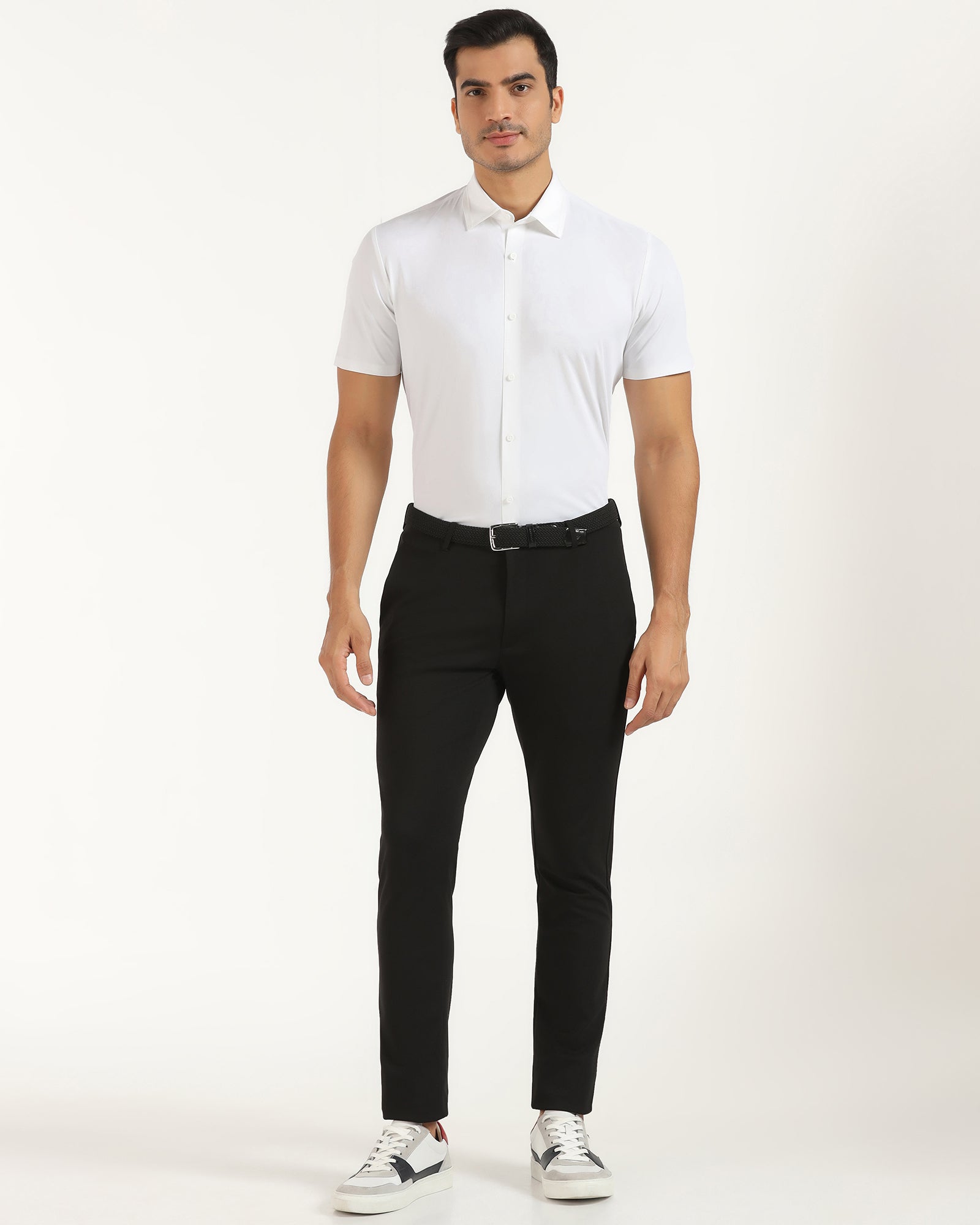 TechPro Formal Half Sleeve White Textured Shirt - Karabi