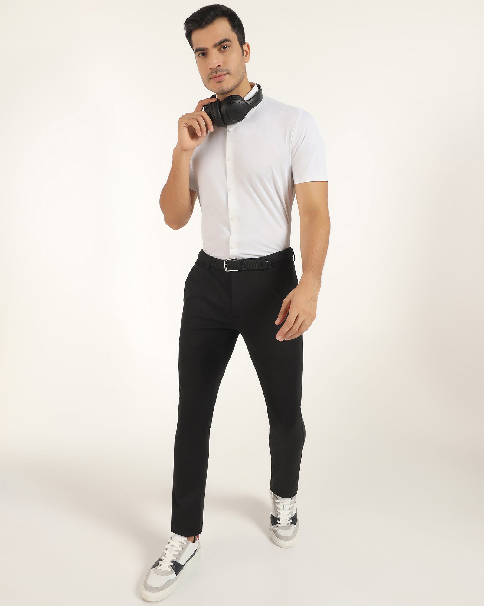 TechPro Formal Half Sleeve White Textured Shirt - Karabi