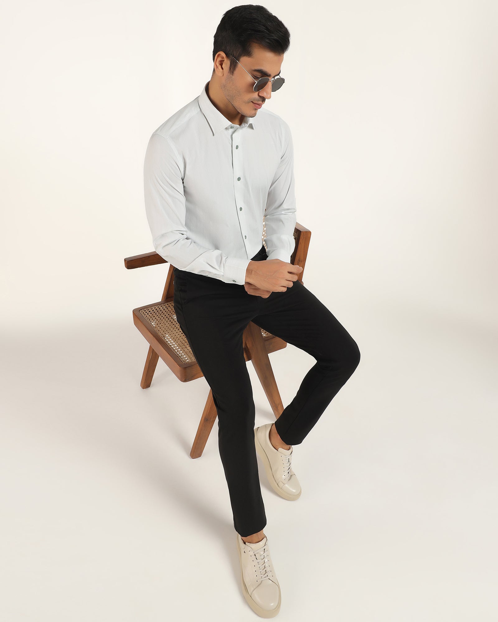 TechPro Formal Mint Stripe Shirt - Retro