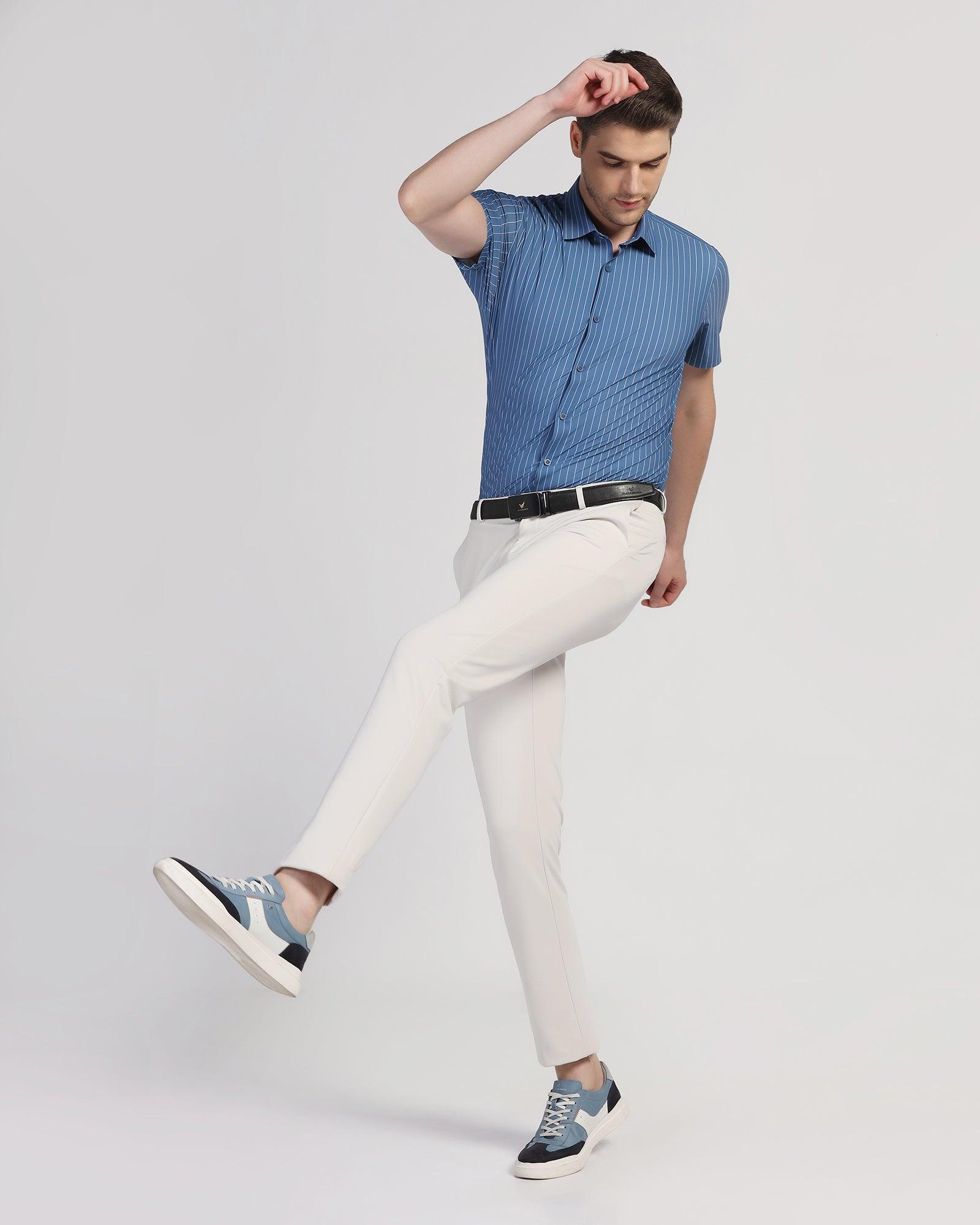 TechPro Formal Half Sleeve Navy Stripe Shirt - Dickins - Blackberrys