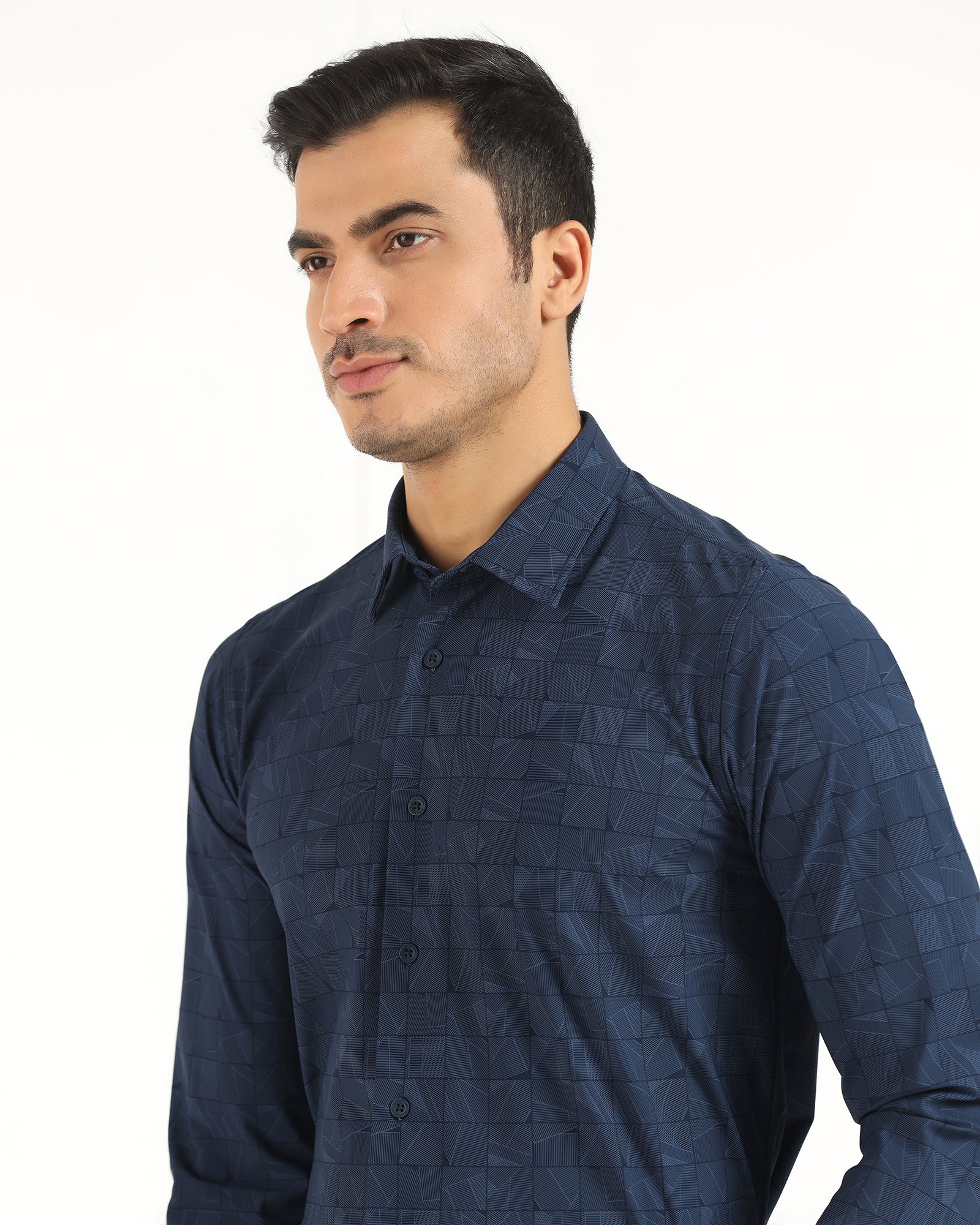 TechPro Formal Navy Printed Shirt - Kyler