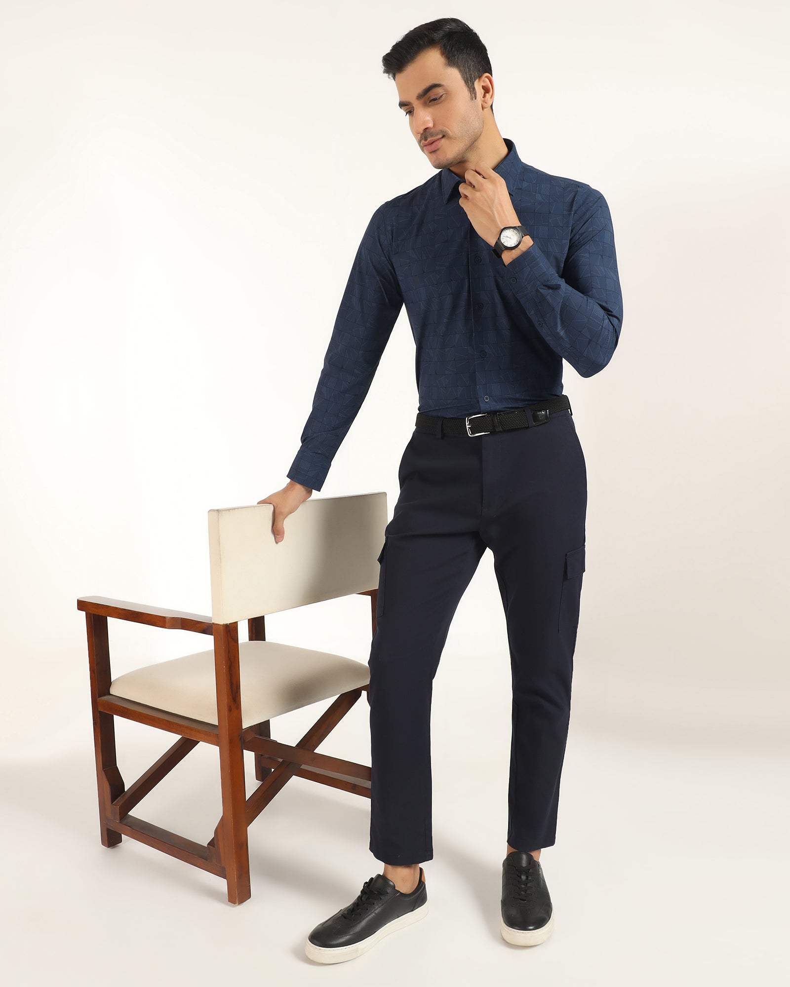 TechPro Formal Navy Printed Shirt - Kyler