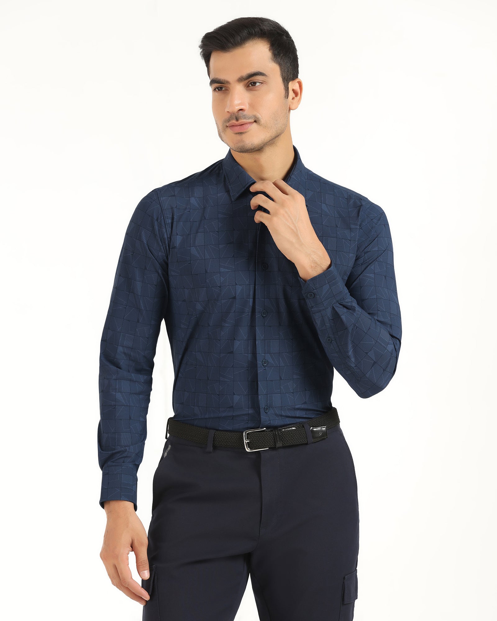 TechPro Formal Navy Printed Shirt - Kyler