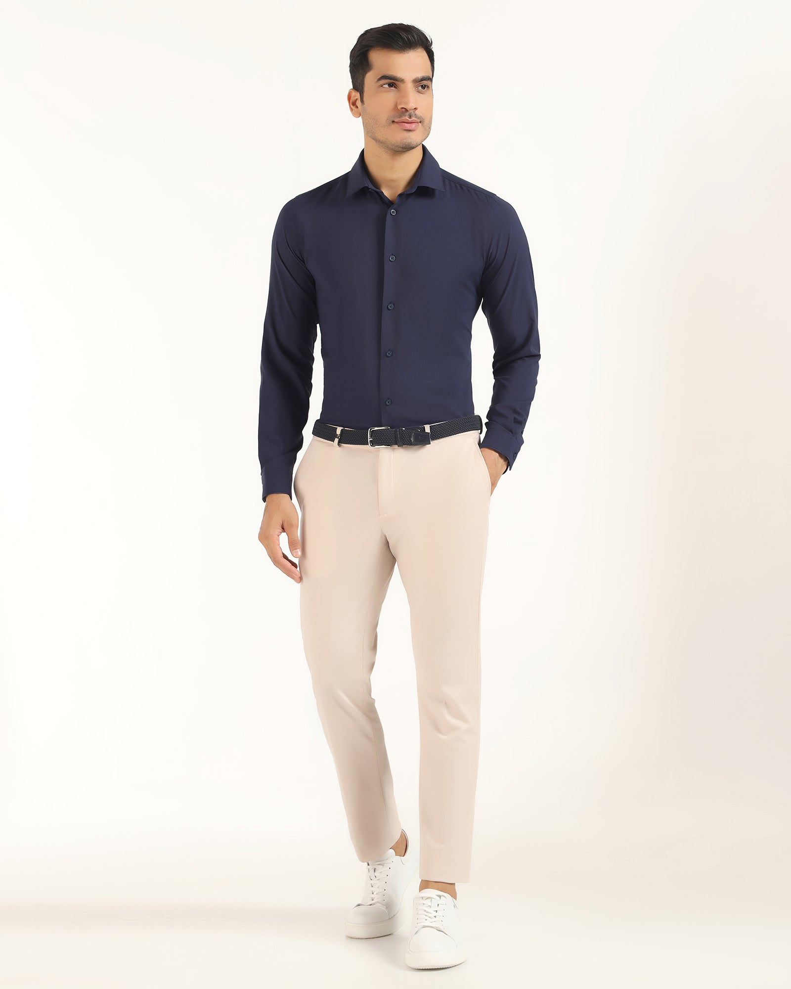 TechPro Formal Navy Solid Shirt - Greece