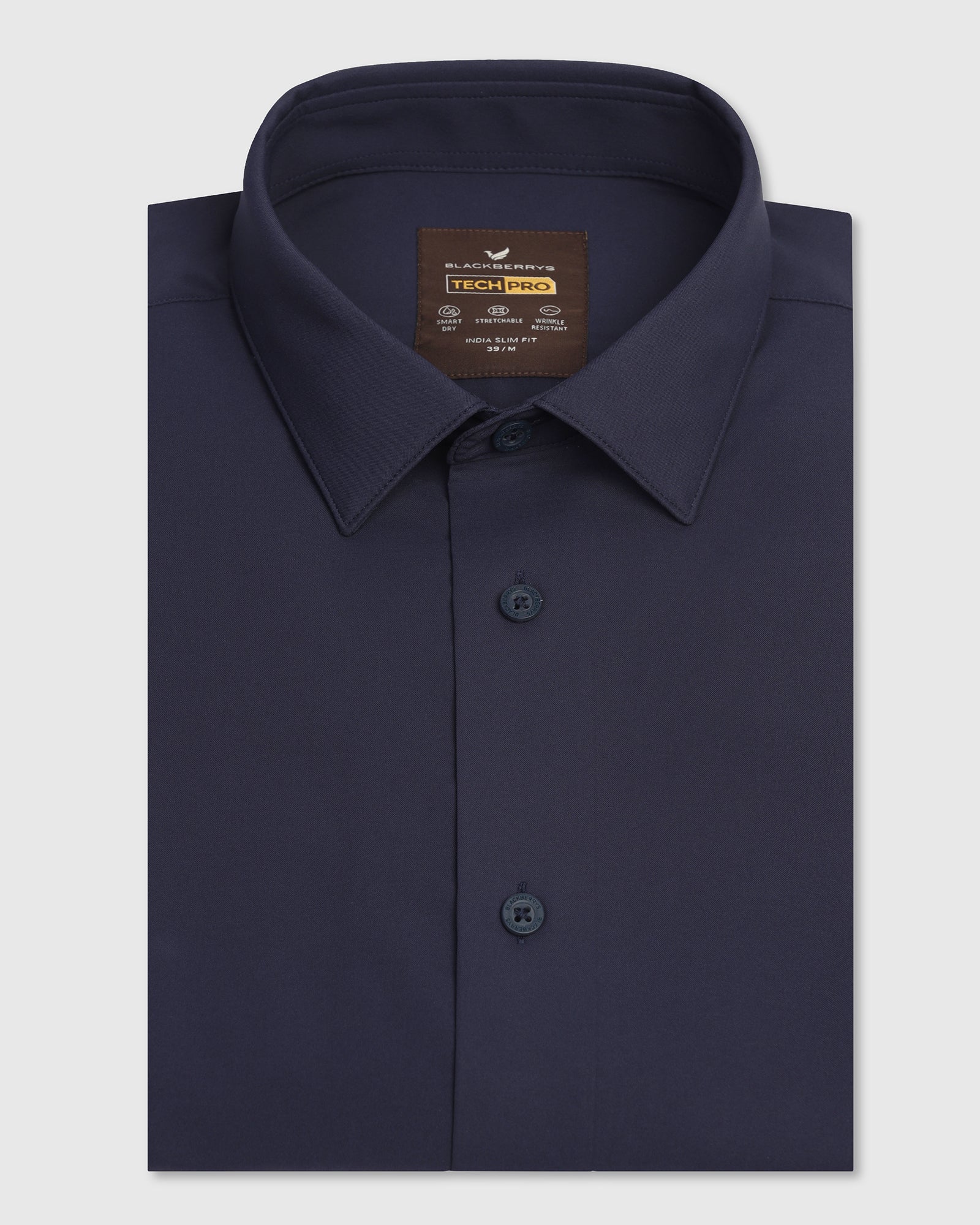 TechPro Formal Navy Solid Shirt - Greece