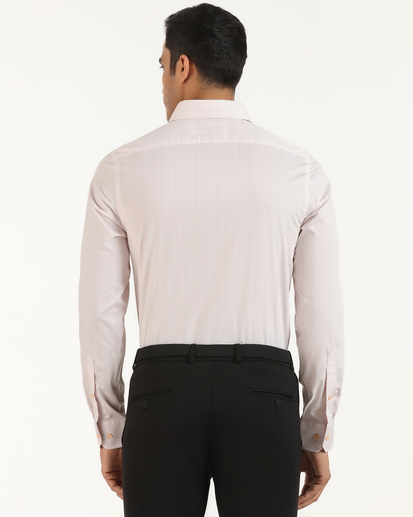 TechPro Formal Peach Stripe Shirt - Retro