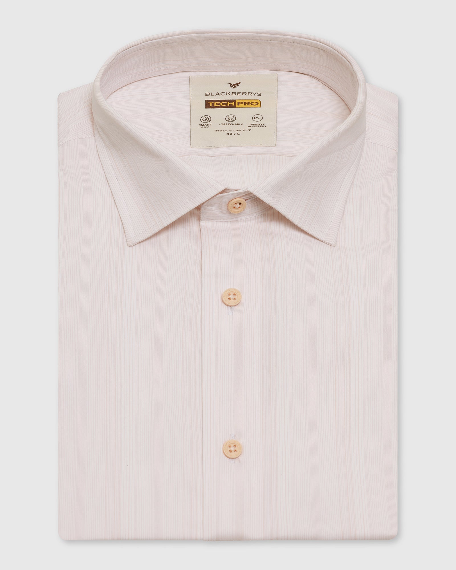 TechPro Formal Peach Stripe Shirt - Retro
