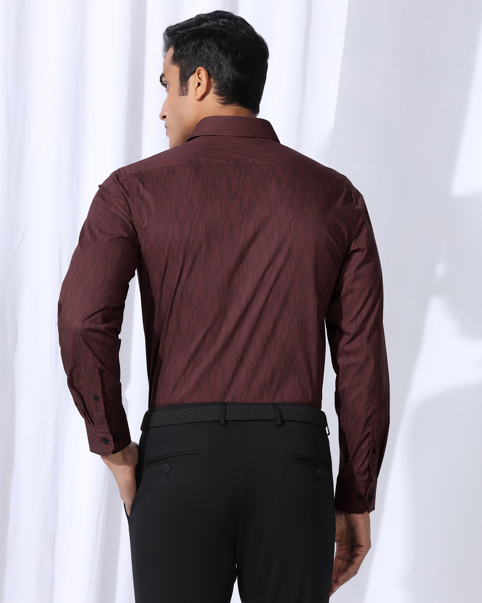 TechPro Formal Red Printed Shirt - Blade