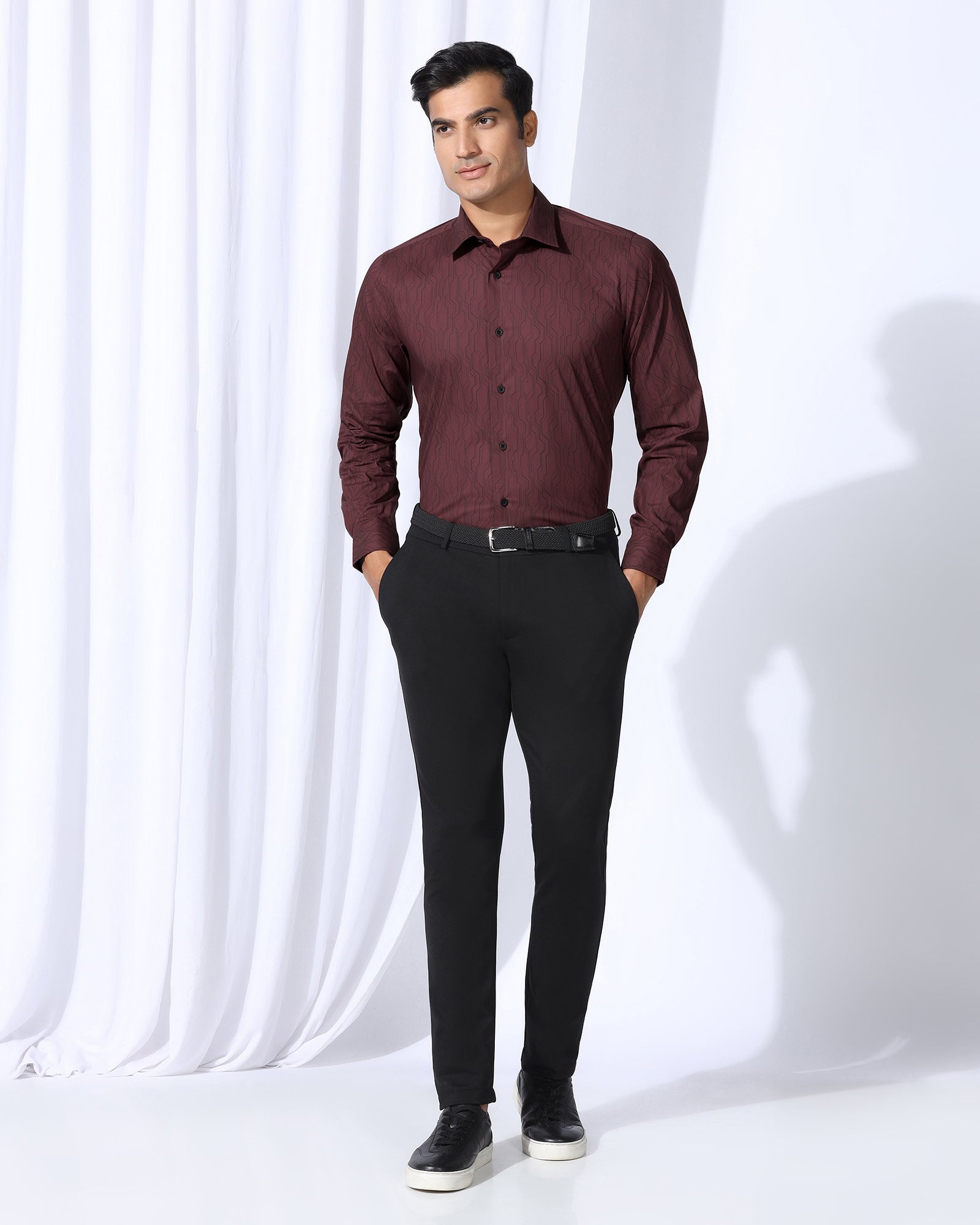 TechPro Formal Red Printed Shirt - Blade