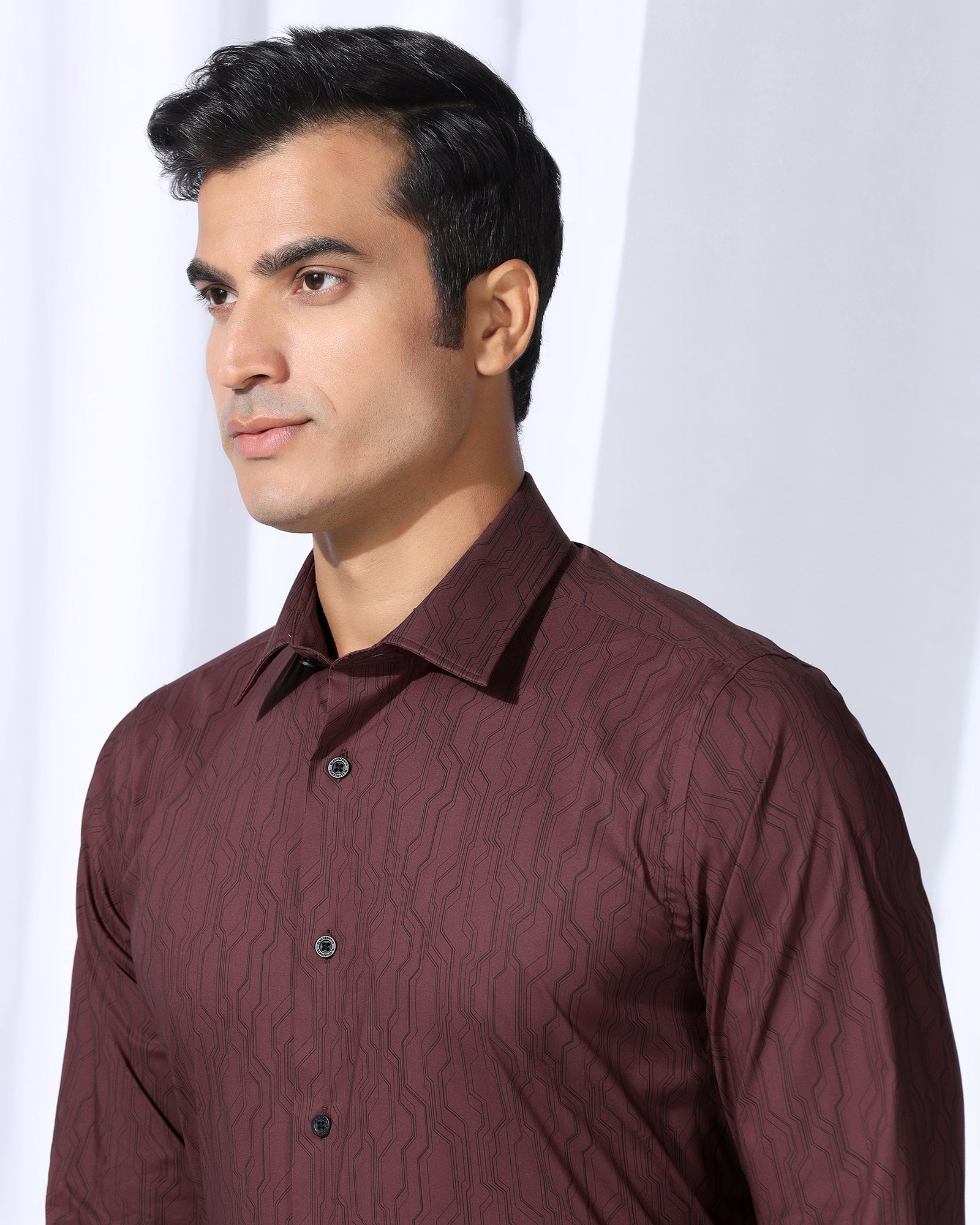 TechPro Formal Red Printed Shirt - Blade