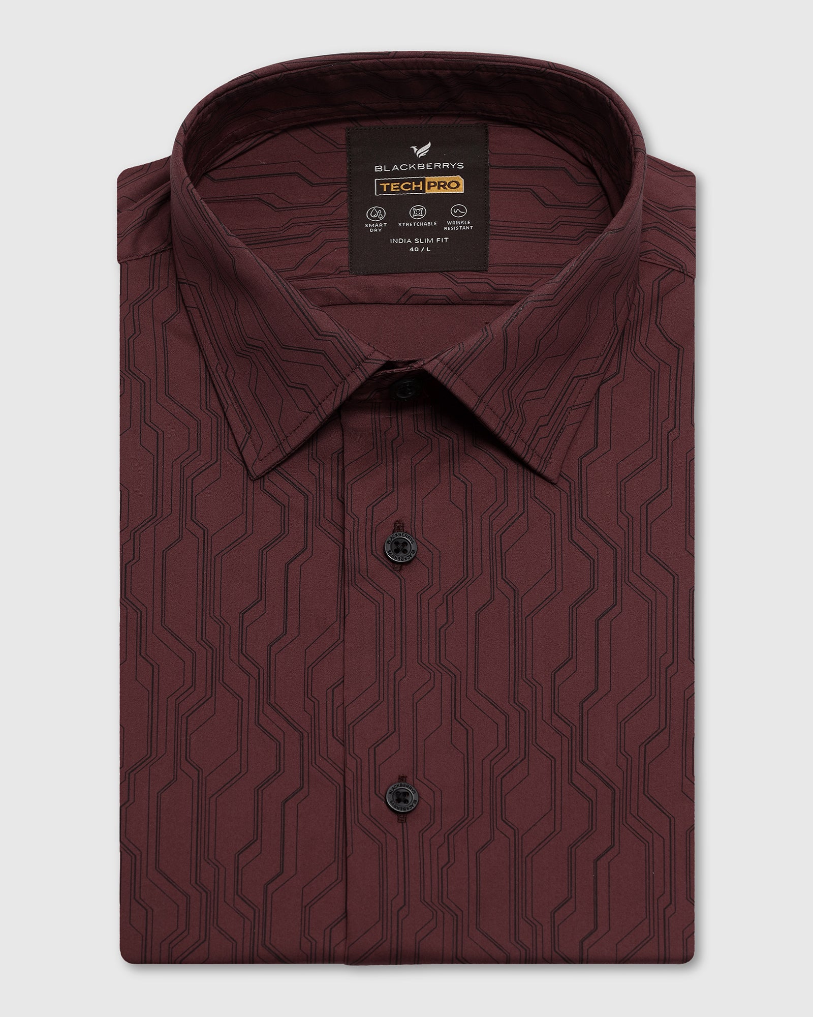 TechPro Formal Red Printed Shirt - Blade
