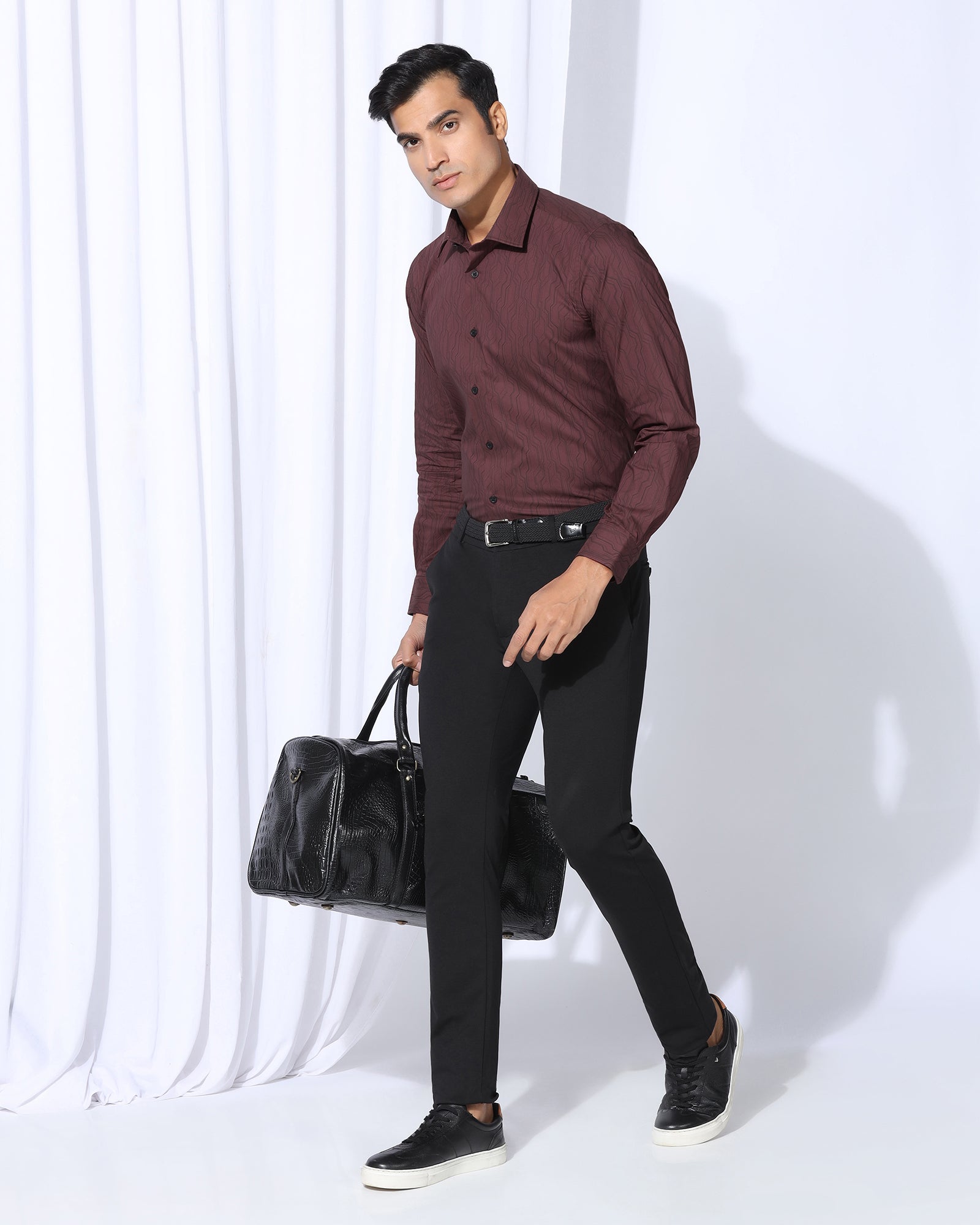 TechPro Formal Red Printed Shirt - Blade