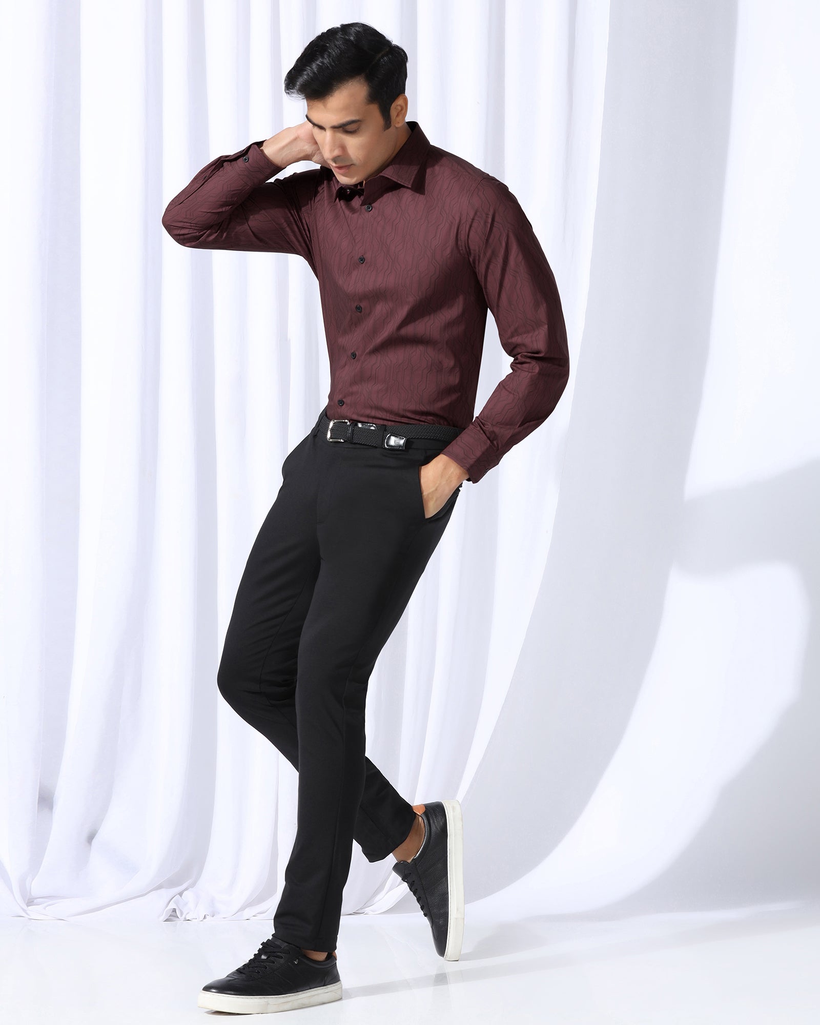 TechPro Formal Red Printed Shirt - Blade