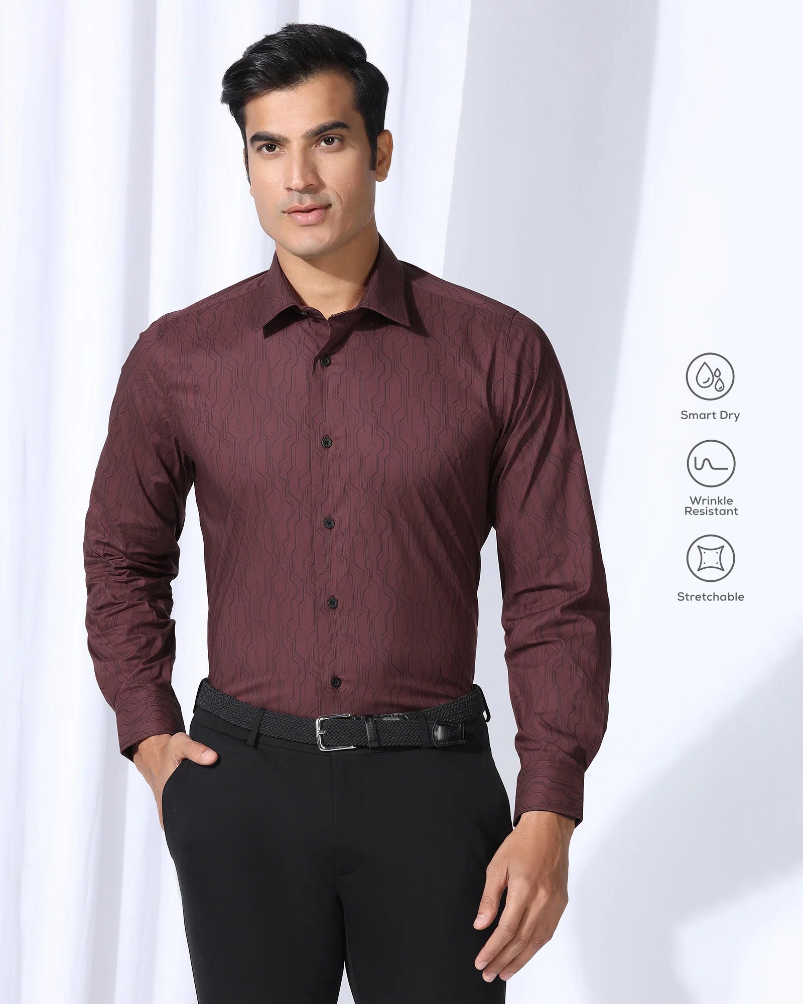 TechPro Formal Red Printed Shirt - Blade