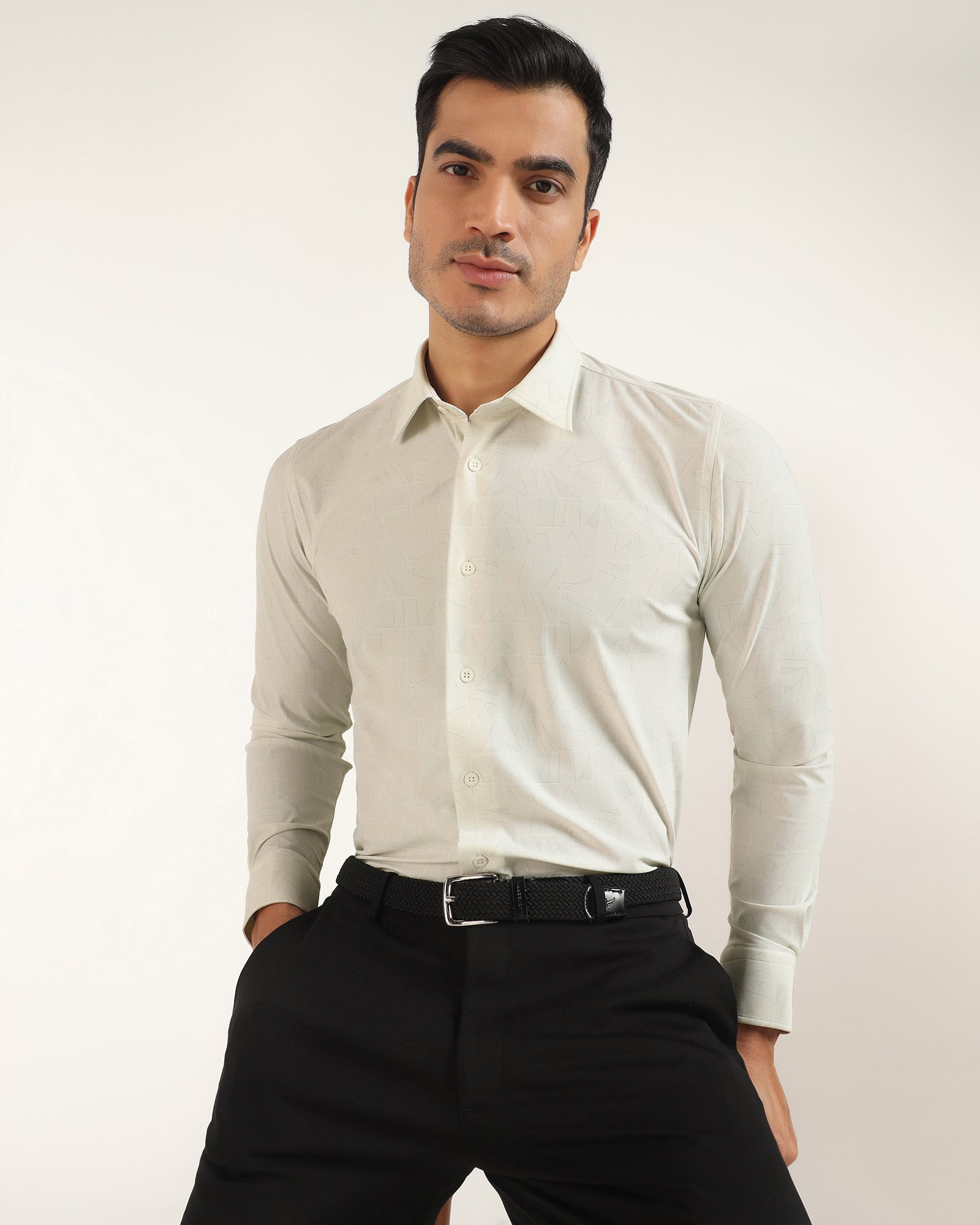TechPro Formal White Printed Shirt - Kyler