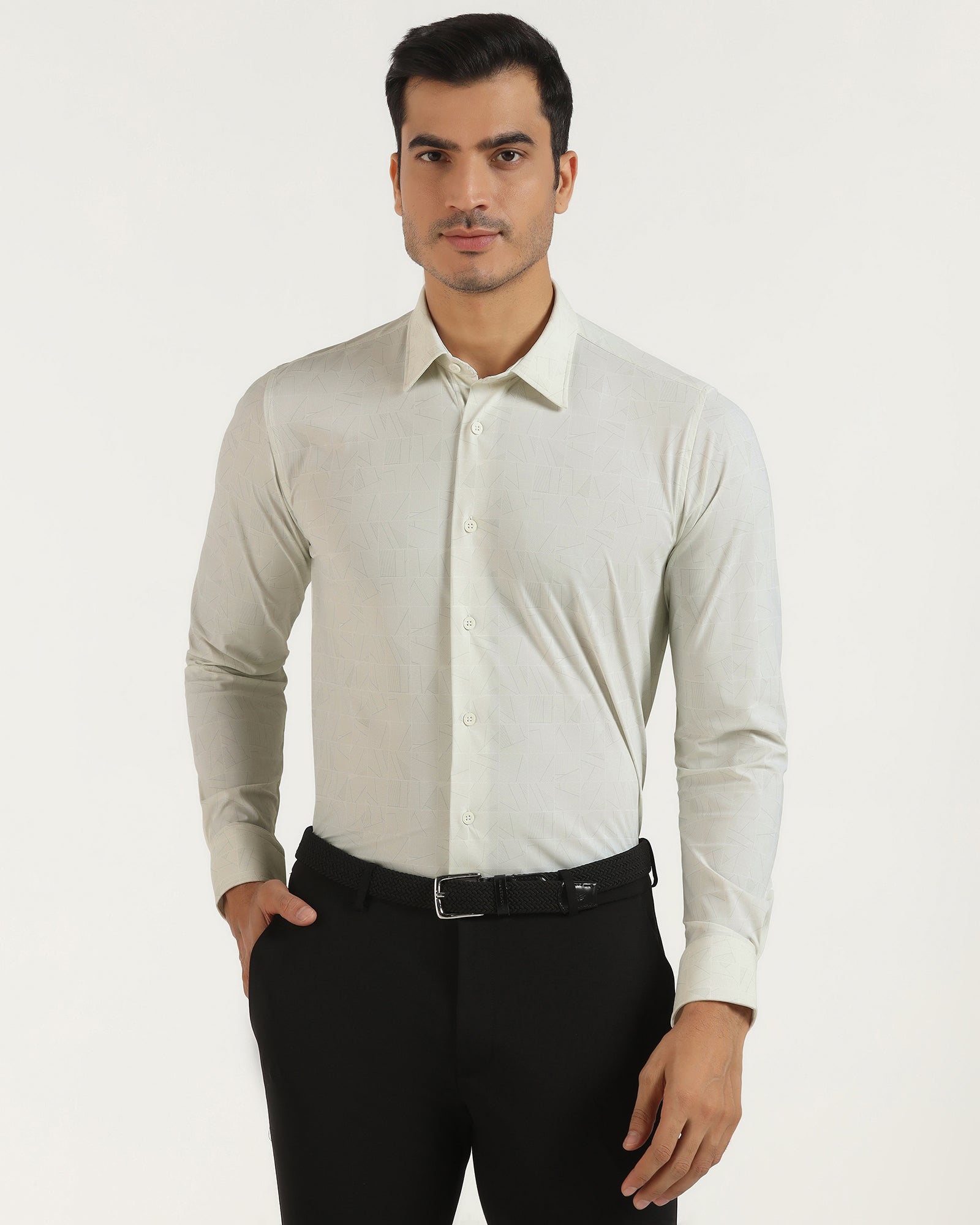TechPro Formal White Printed Shirt - Kyler