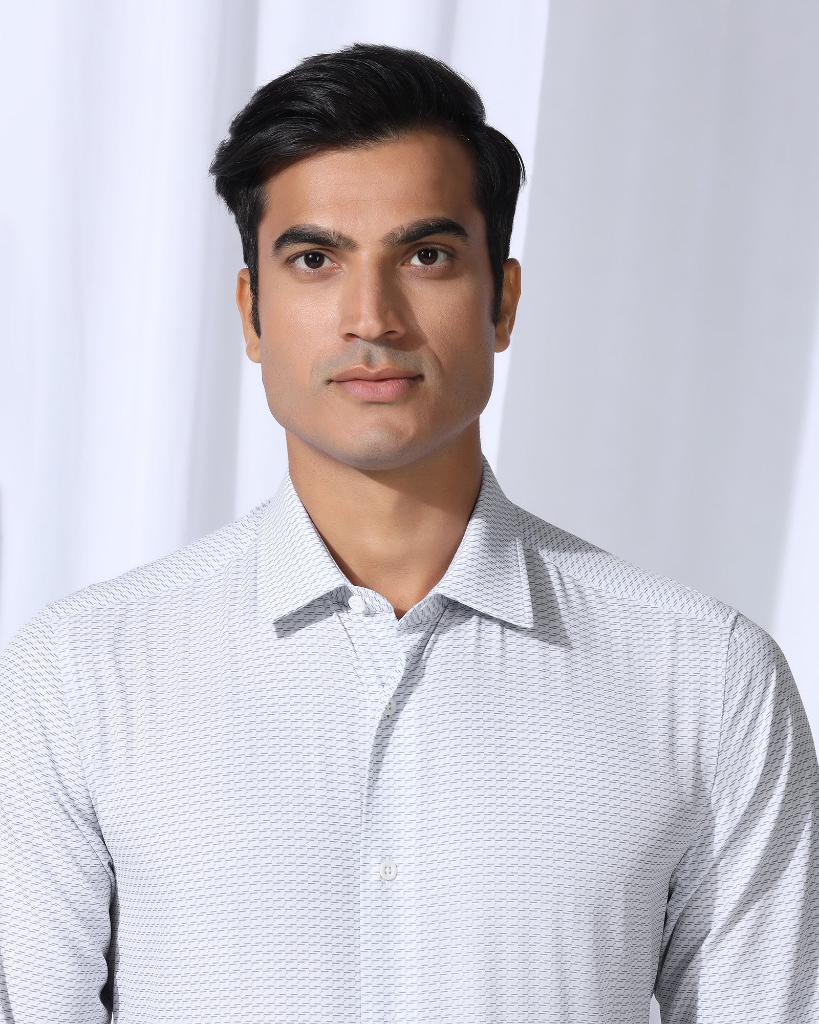 TechPro Formal White Printed Shirt - Ivan