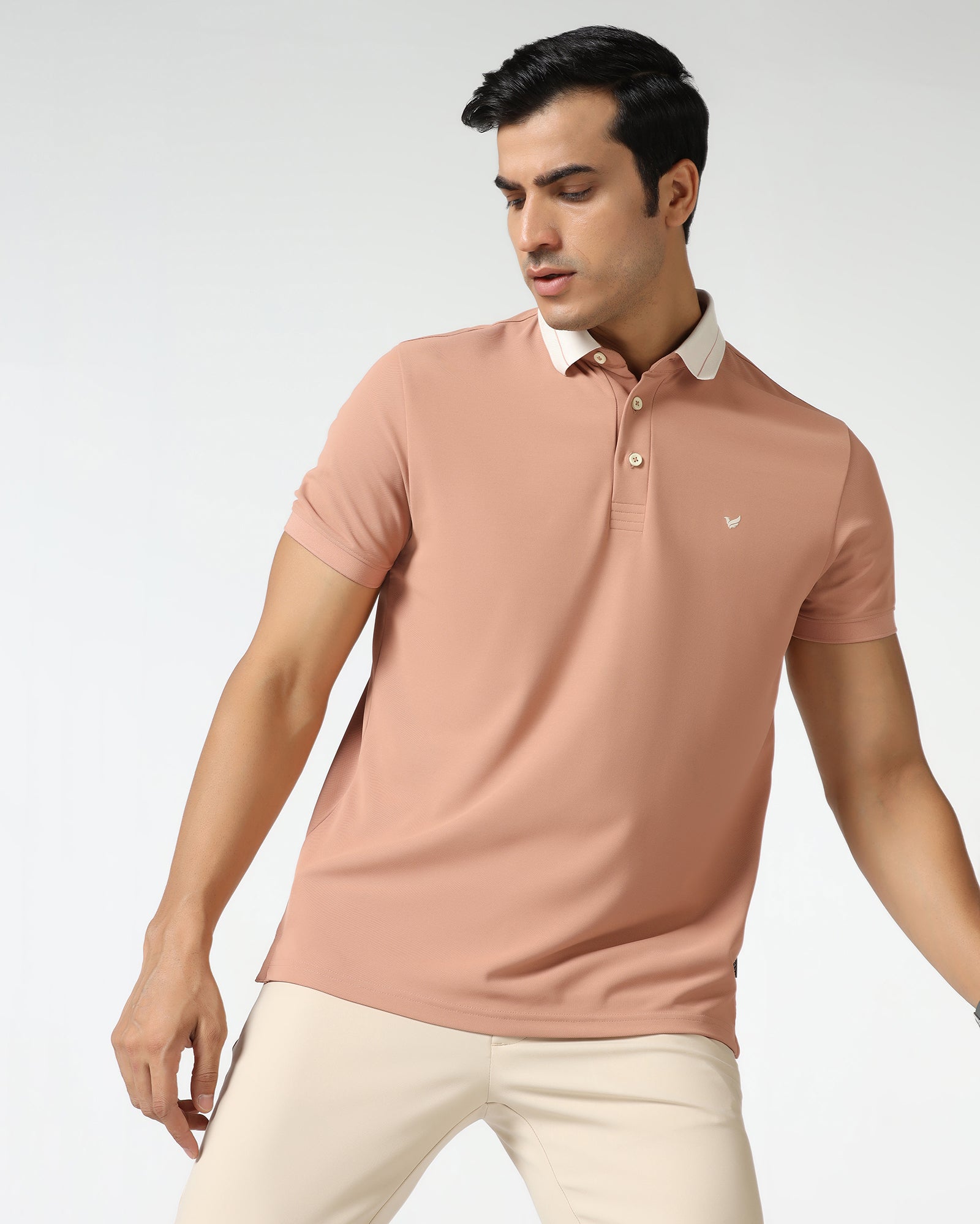 TechPro Polo Beige Solid T-Shirt - Terra