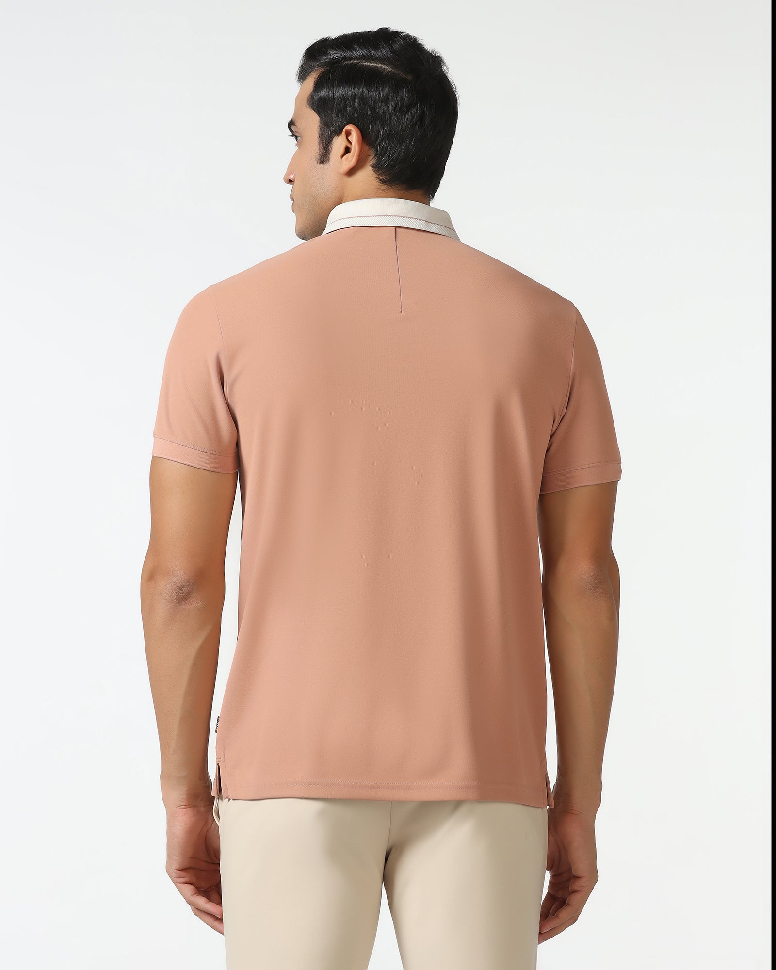 TechPro Polo Beige Solid T-Shirt - Terra